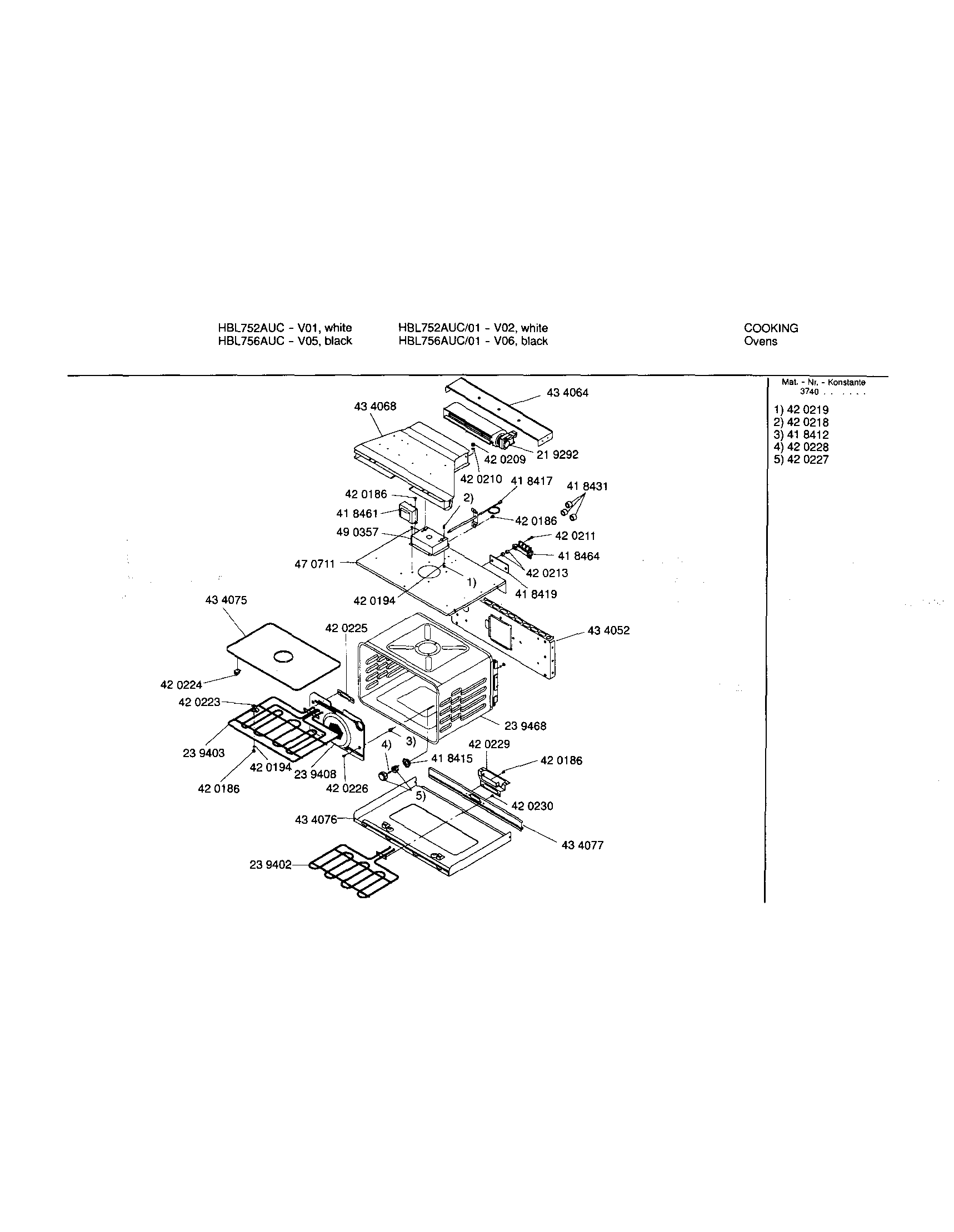 Bosch HBL752AUC/01 lower cavity diagram