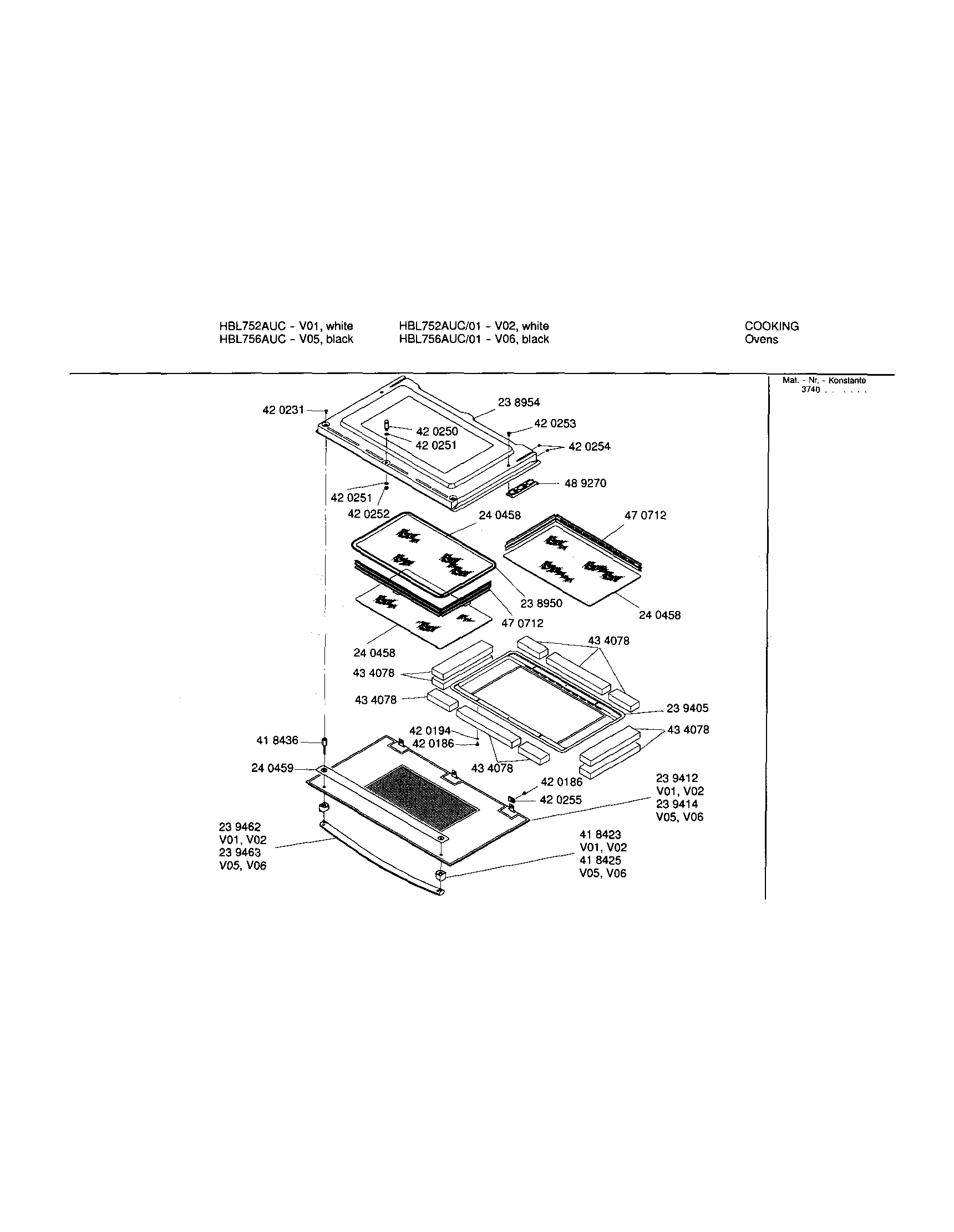 Bosch HBL752AUC/01 upper lower door diagram