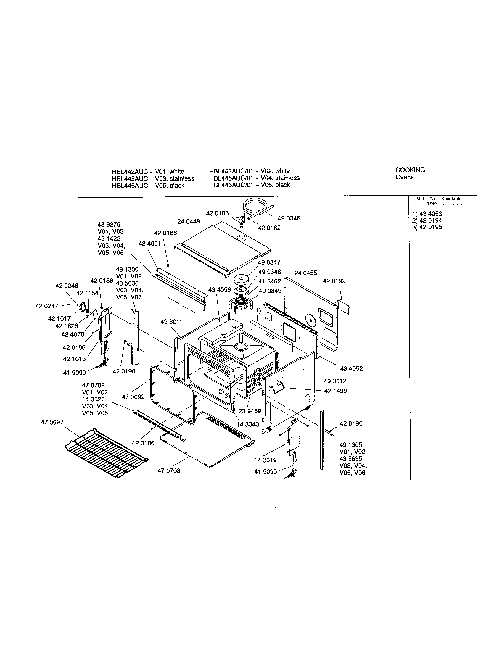 Bosch HBL442AUC/01 body diagram