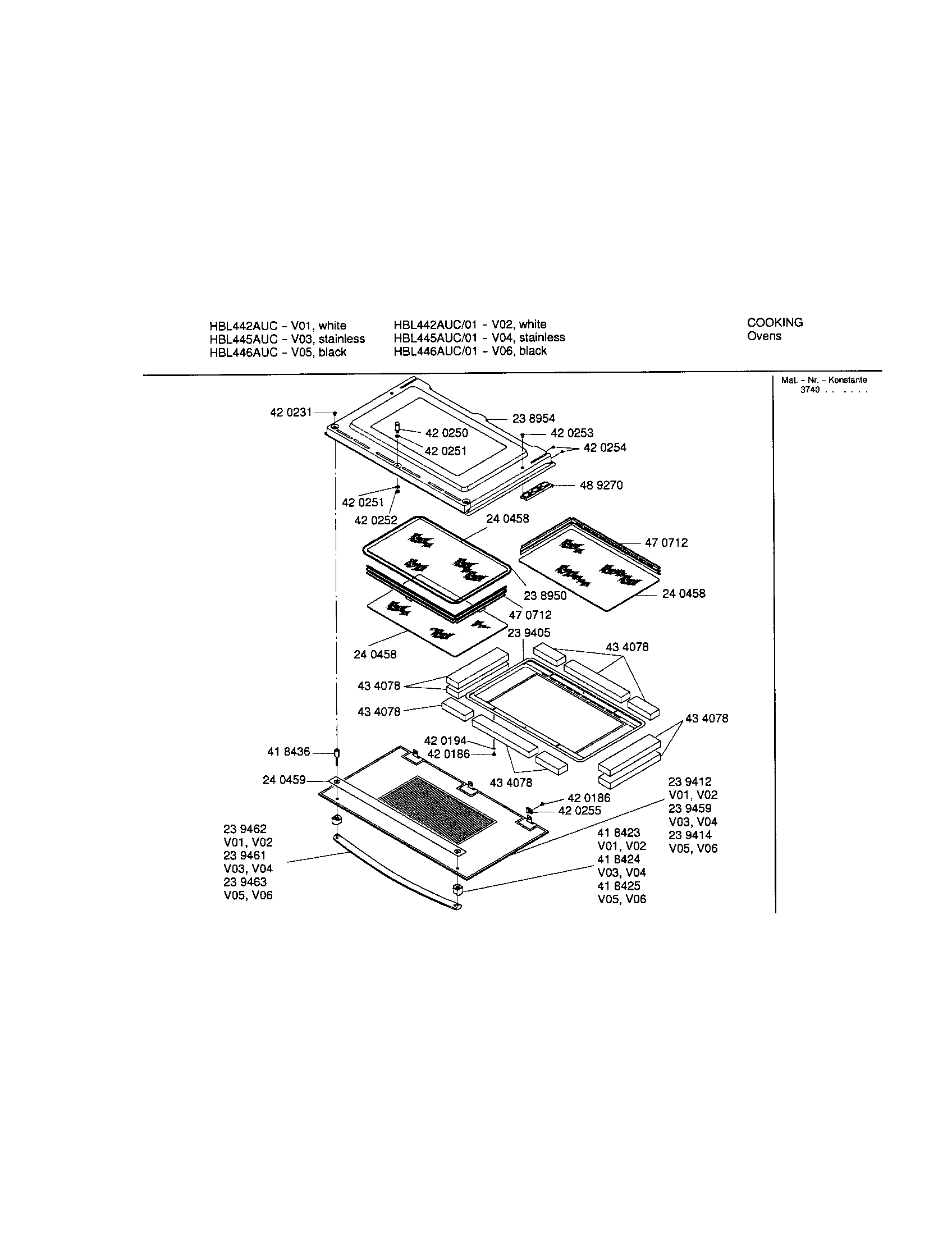 Bosch HBL442AUC/01 door diagram