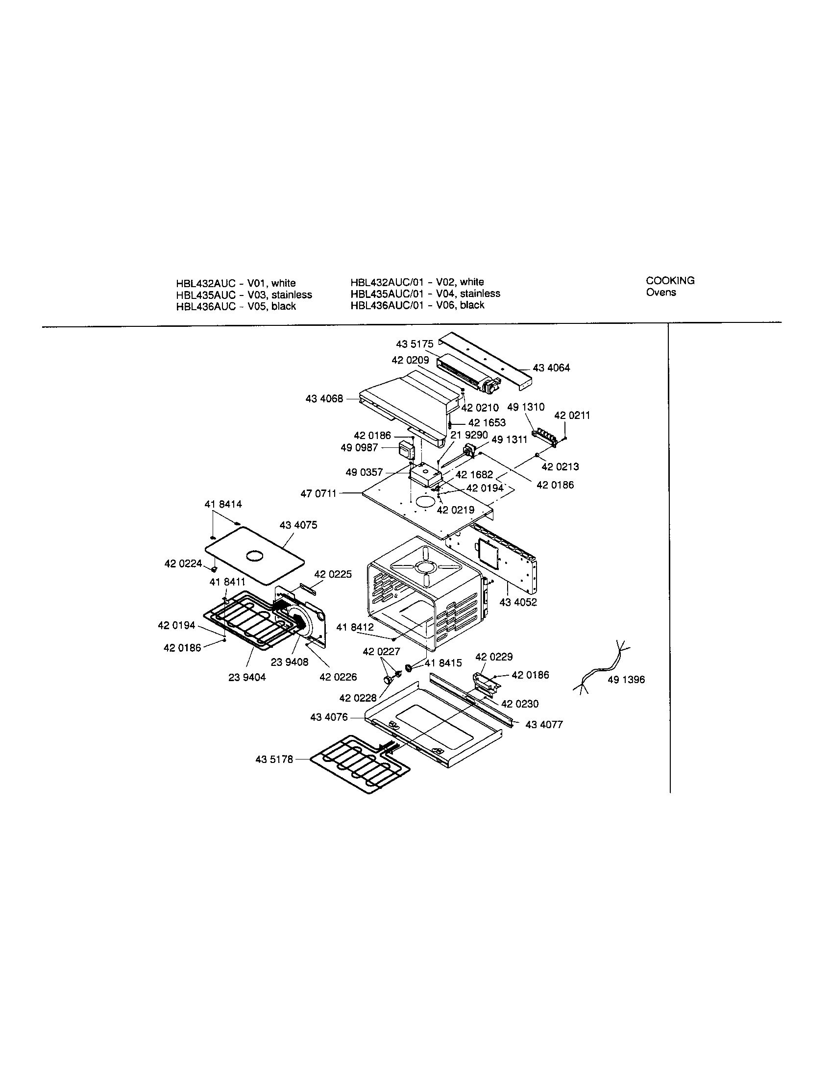Bosch HBL436AUC/01 cavity diagram