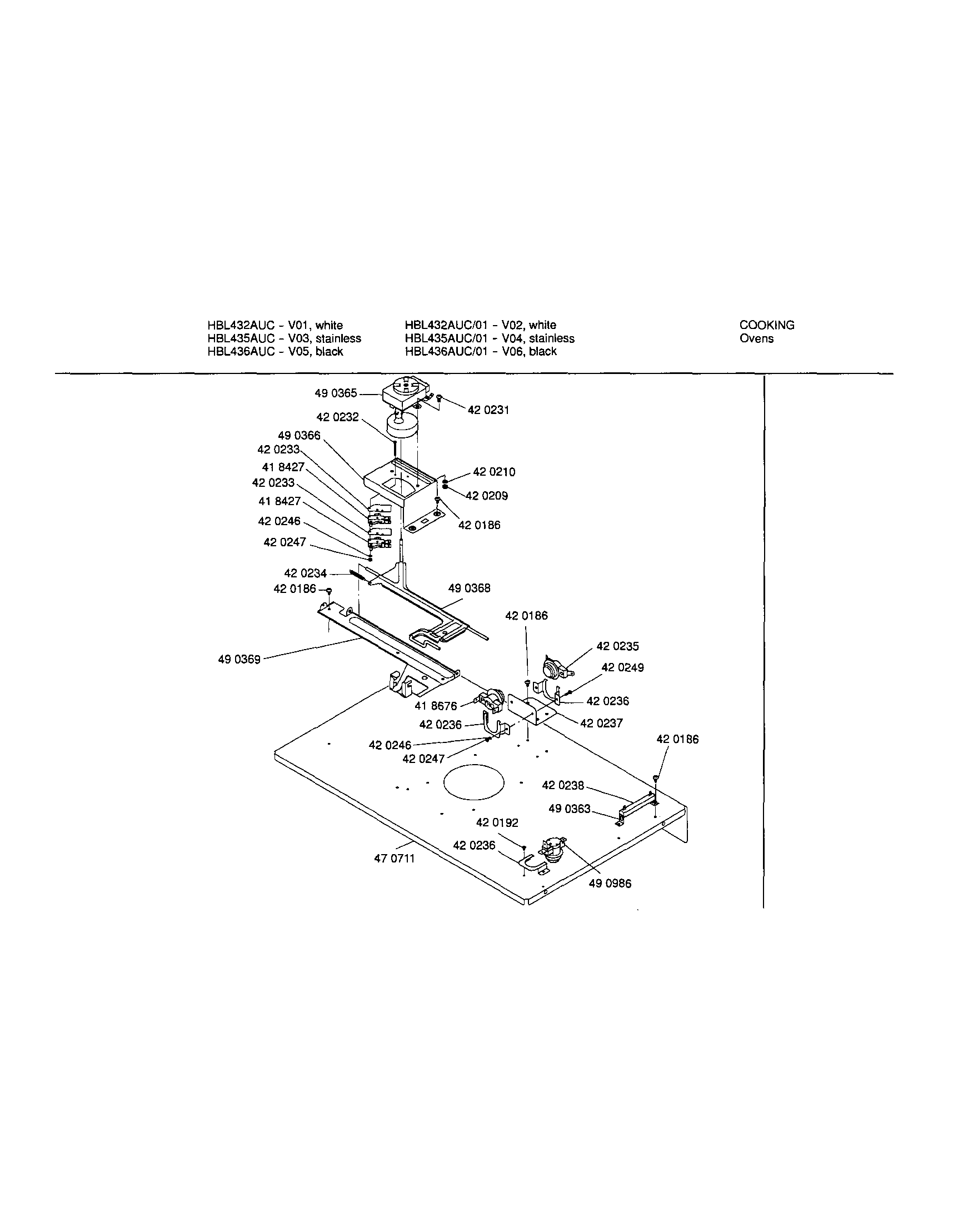Bosch HBL436AUC/01 internal top panel diagram