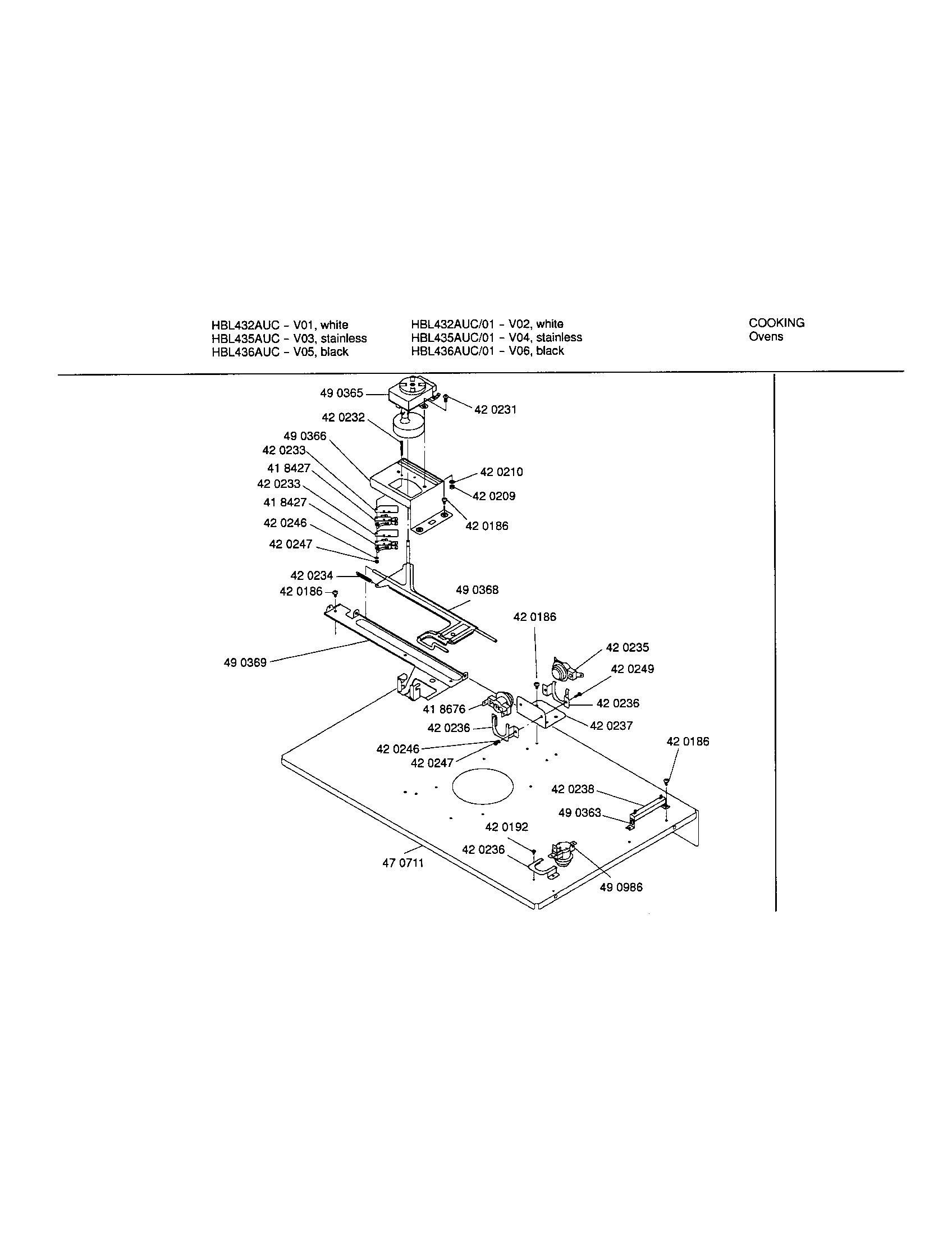 Bosch HBL435AUC/01 internal top panel diagram