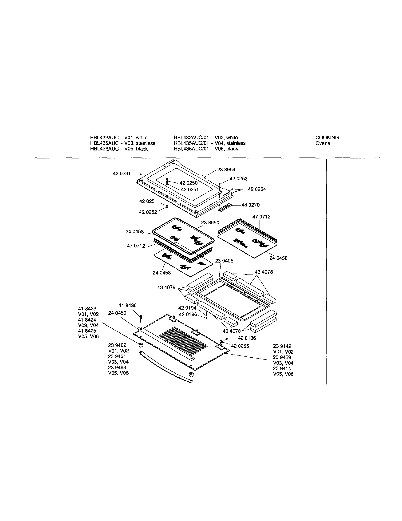 Bosch HBL435AUC/01 door diagram