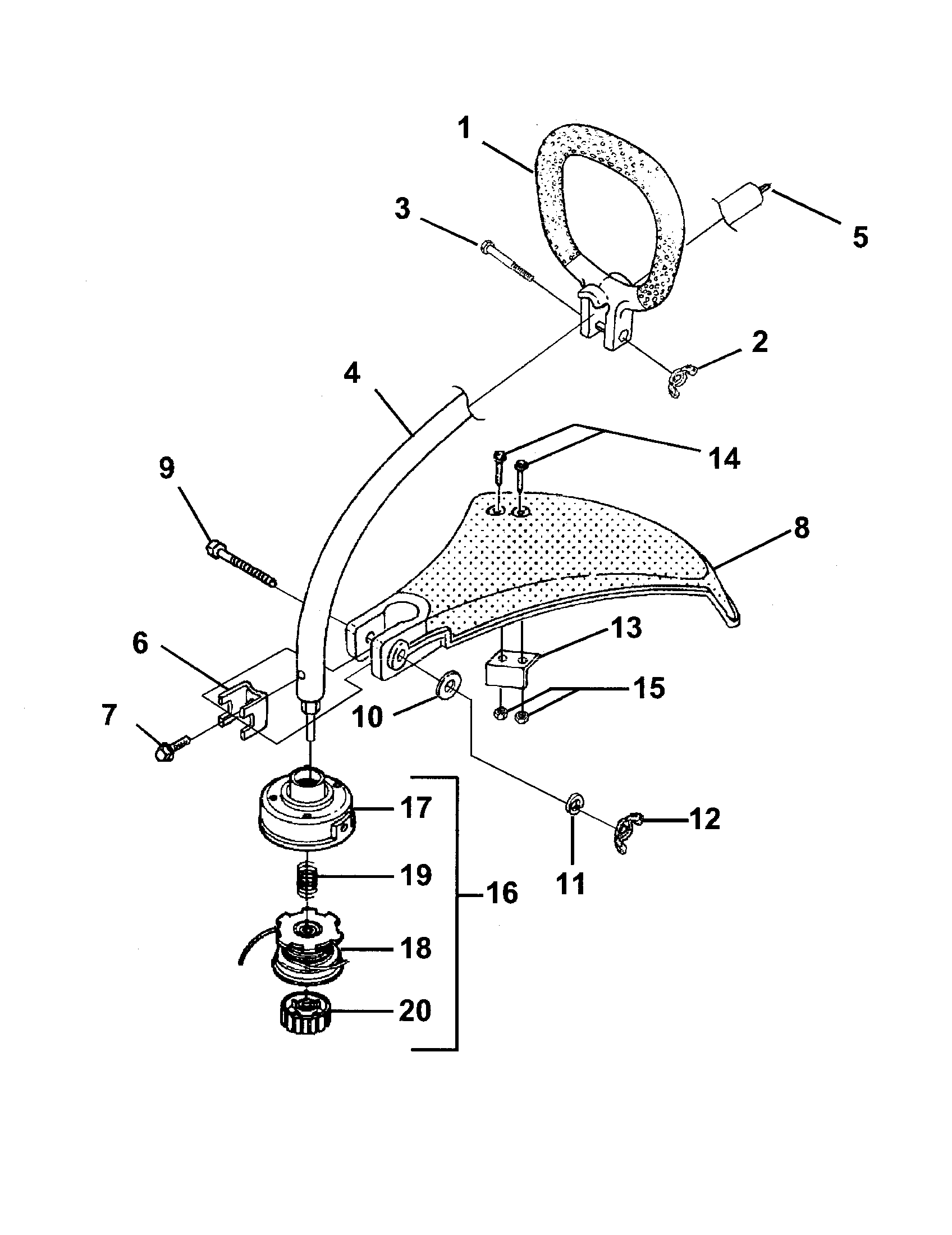 Homelite UT-20691-R shaft/spool/string/grease deflectro diagram
