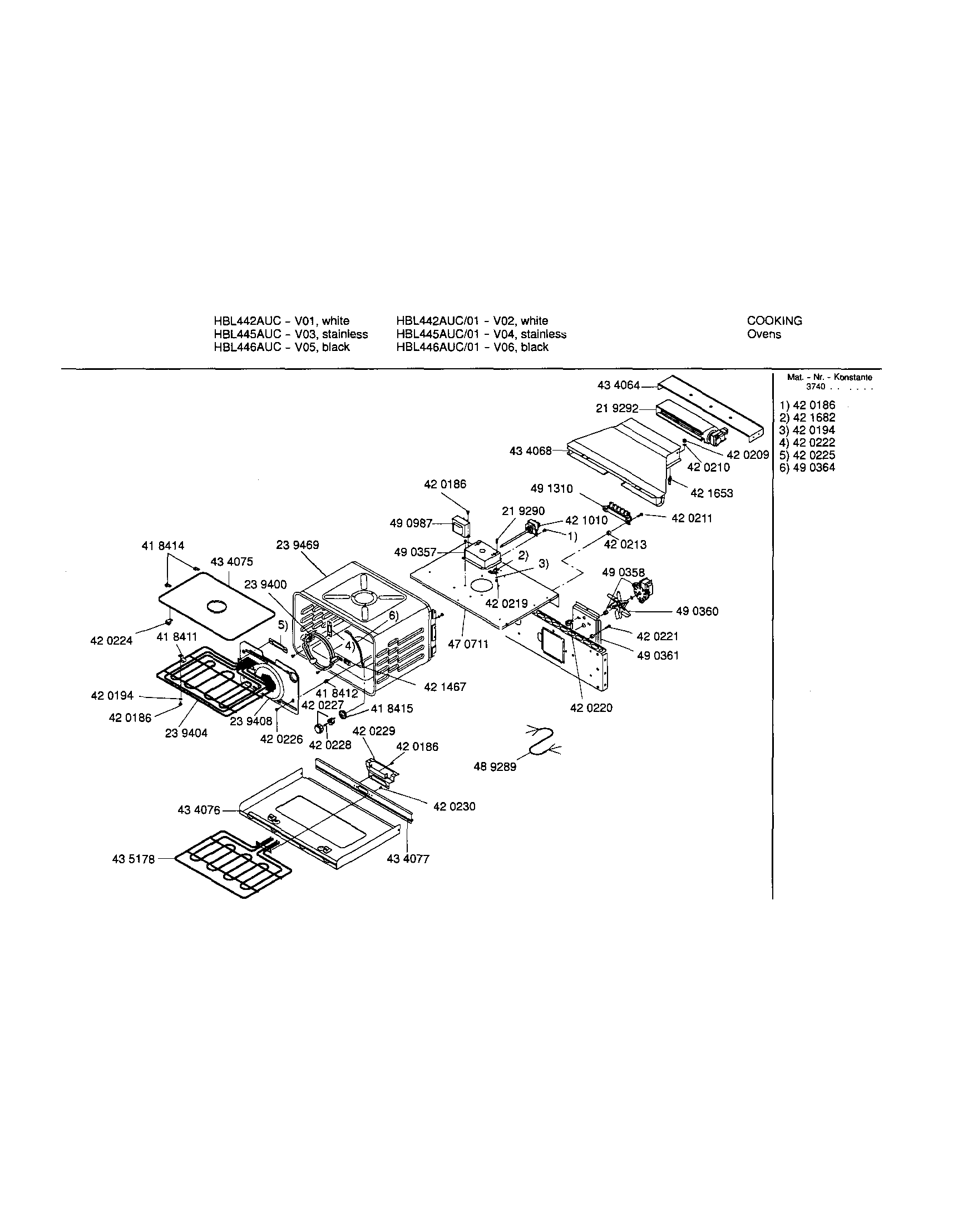 Bosch HBL446AUC/01 cavity diagram