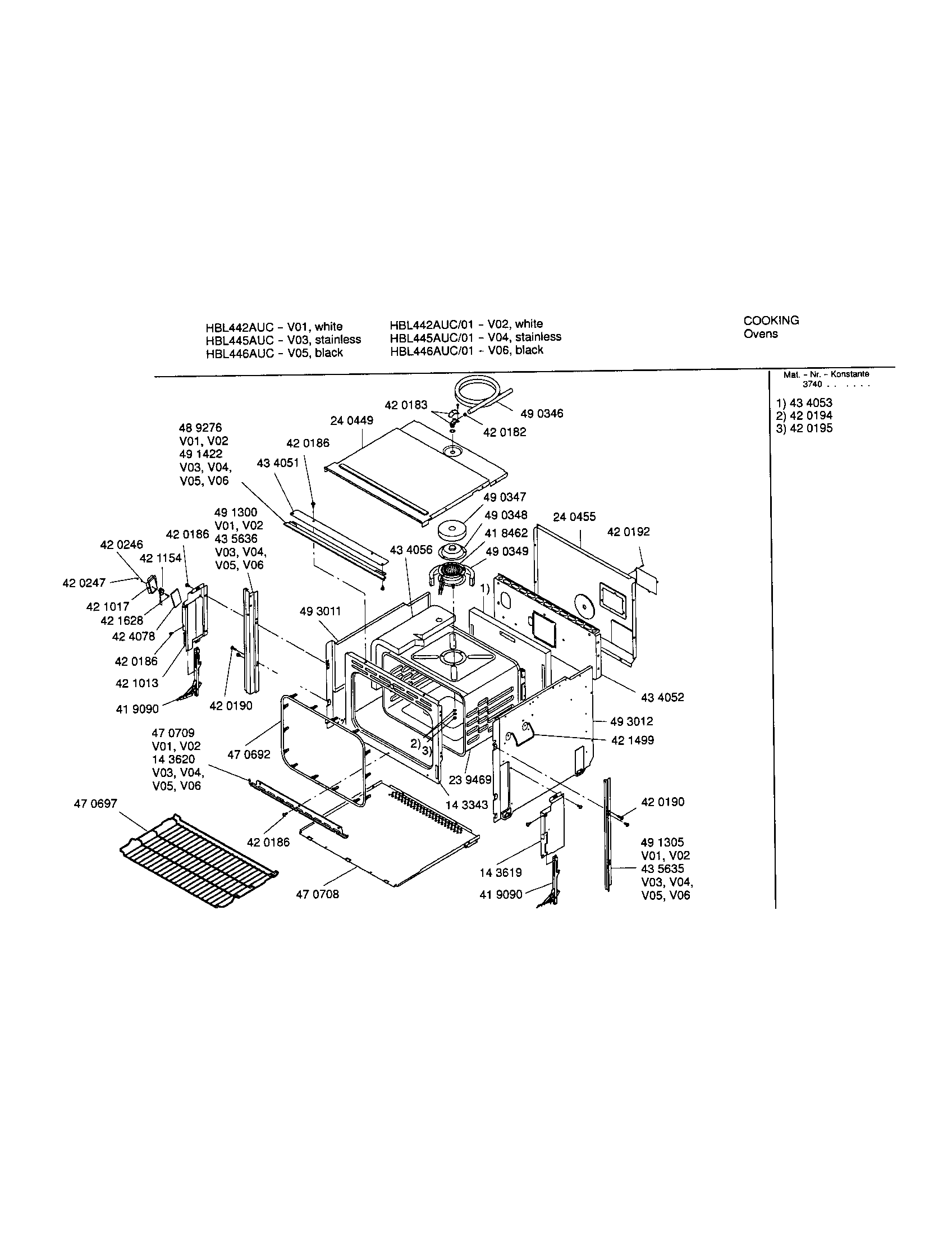 Bosch HBL445AUC/01 body diagram