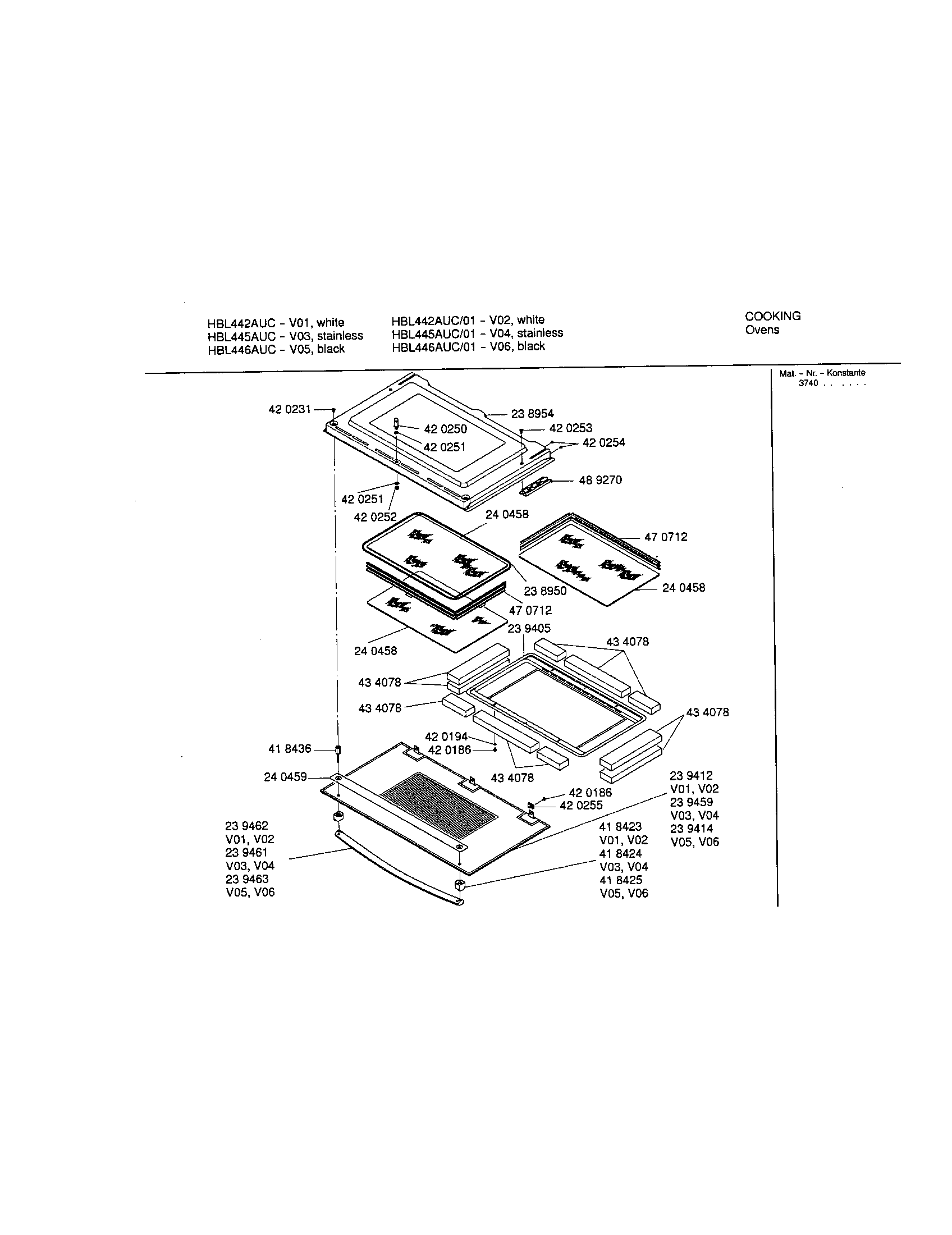 Bosch HBL445AUC/01 door diagram