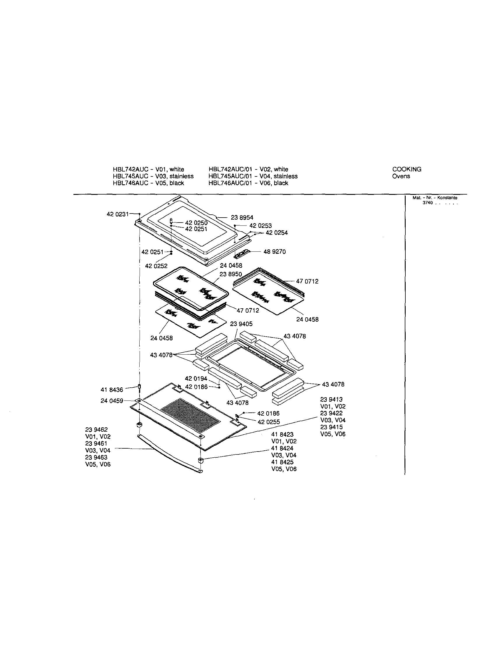 Bosch HBL746AUC/01 door diagram