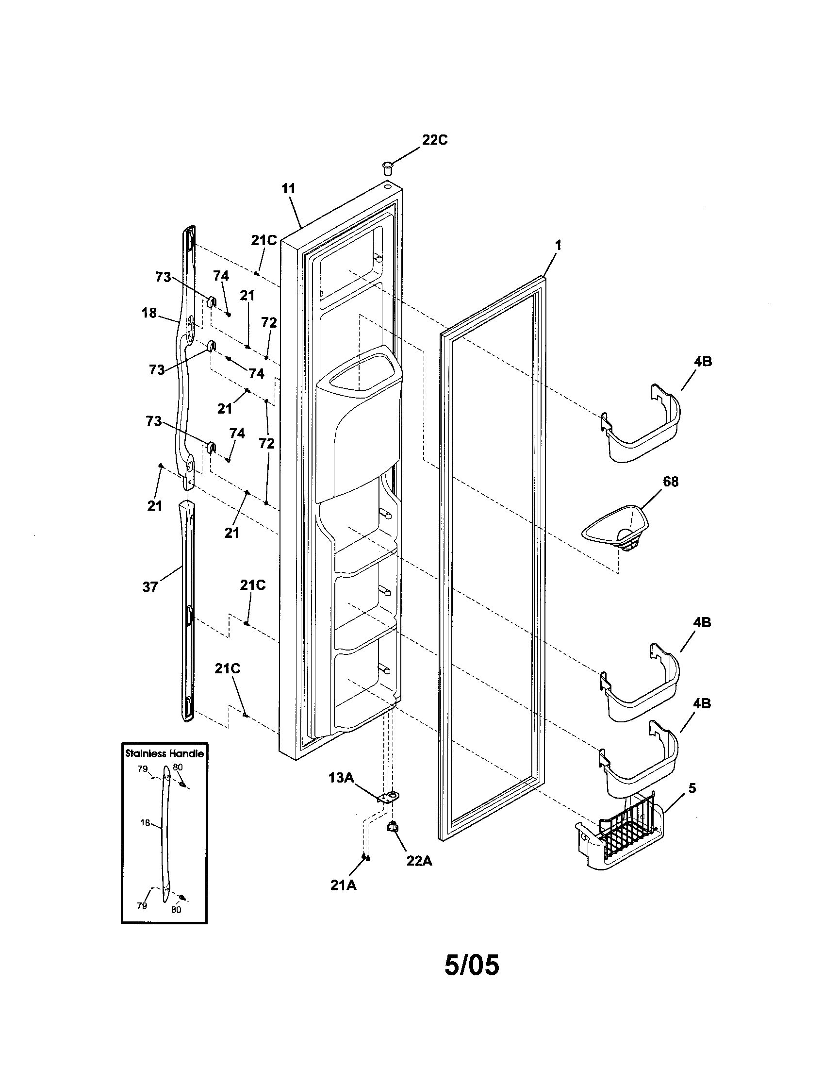 Frigidaire FLSC23F6DS1 freezer door diagram