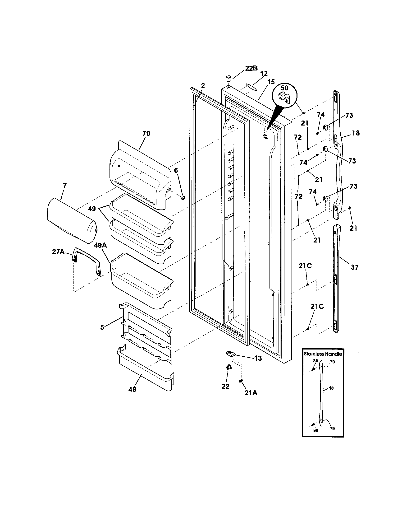 Frigidaire FLSC23F6DS1 refrigerator door diagram