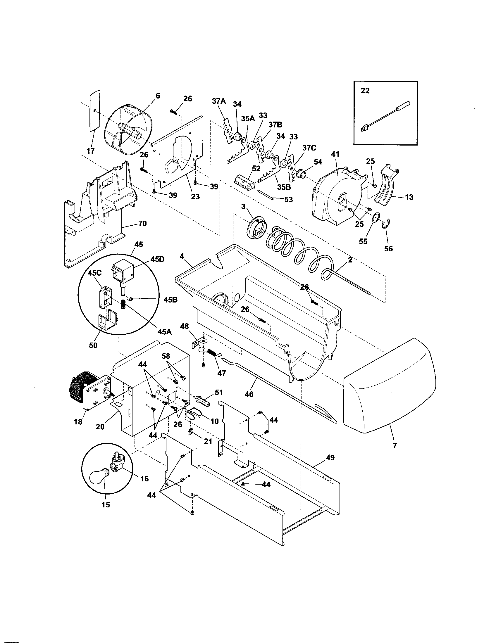 Frigidaire FLSC23F6DS1 ice container diagram