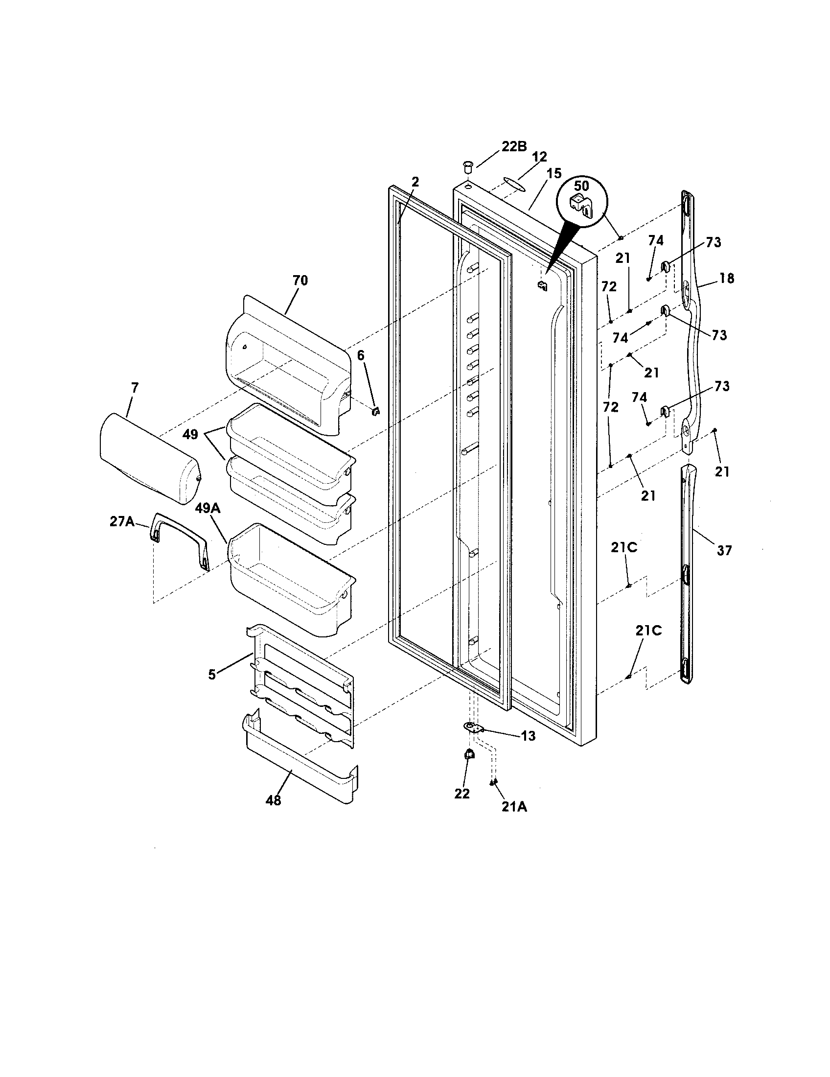 Frigidaire GHSC239DB5 refrigerator door diagram