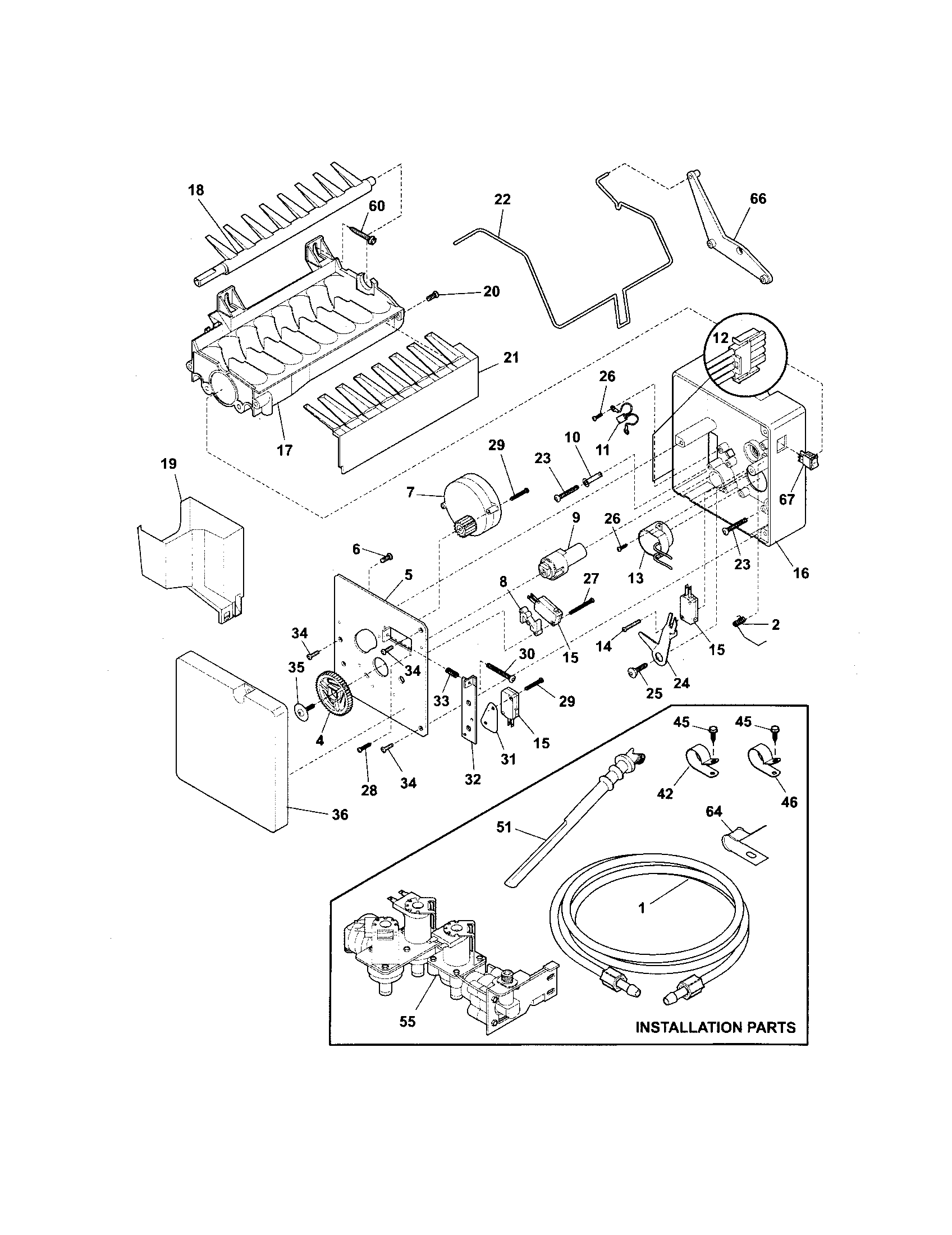 Frigidaire GHSC239DB5 ice maker diagram