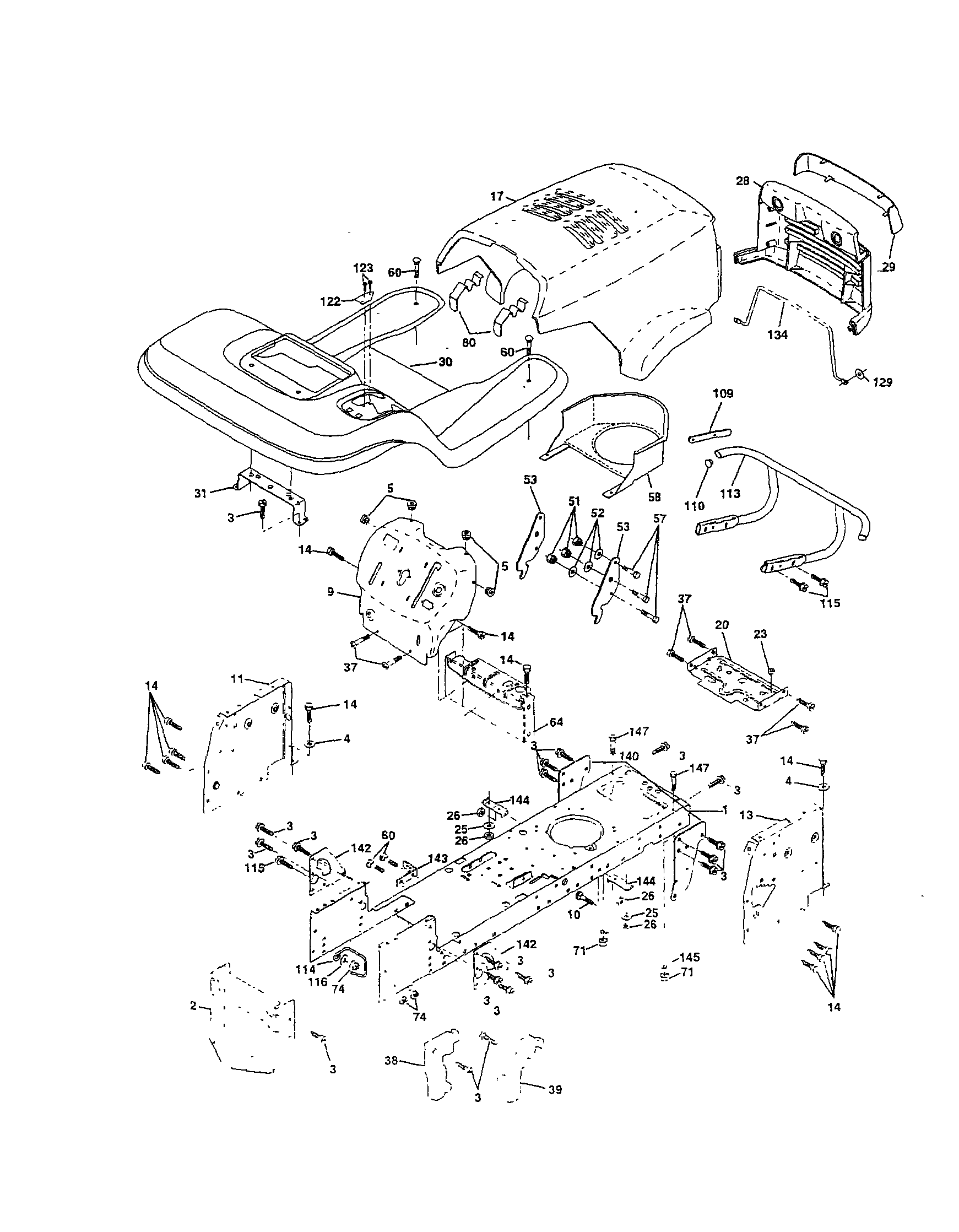 Husqvarna YTH180 chassis and enclosures diagram