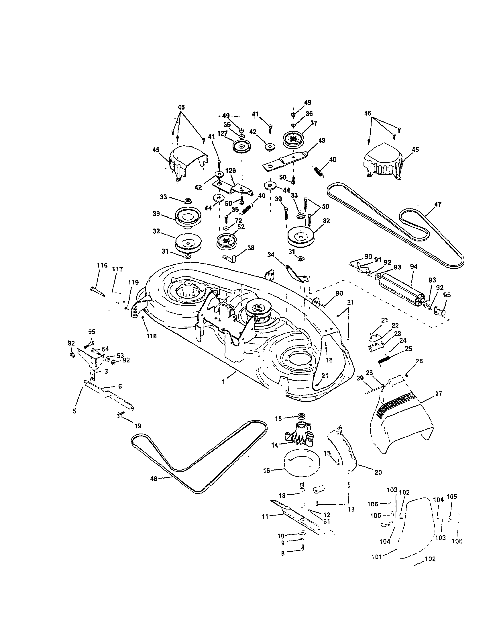 Husqvarna YTH180 mower deck diagram