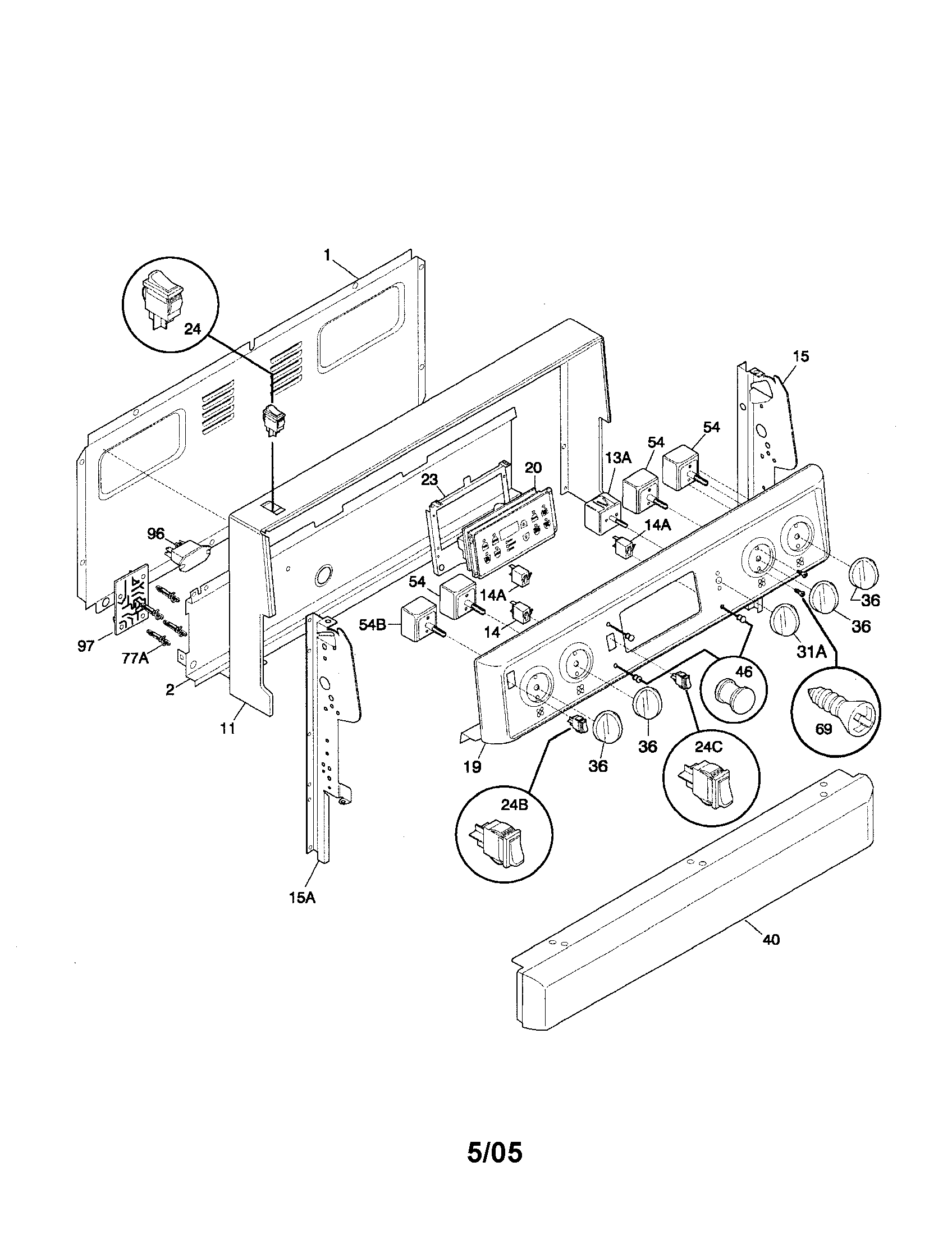 Frigidaire FEF376CJBA backguard diagram