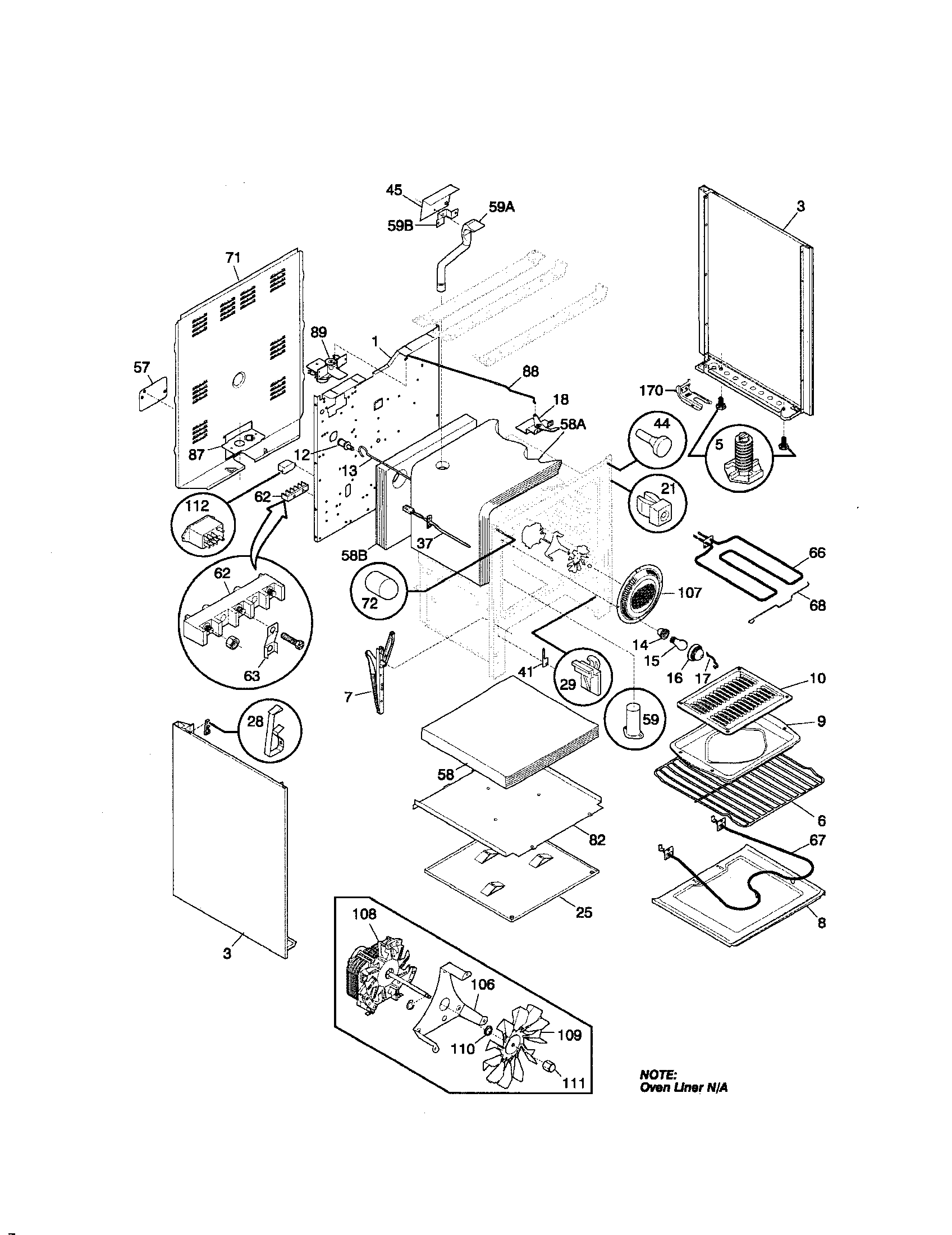 Frigidaire FEF376CJBA body diagram