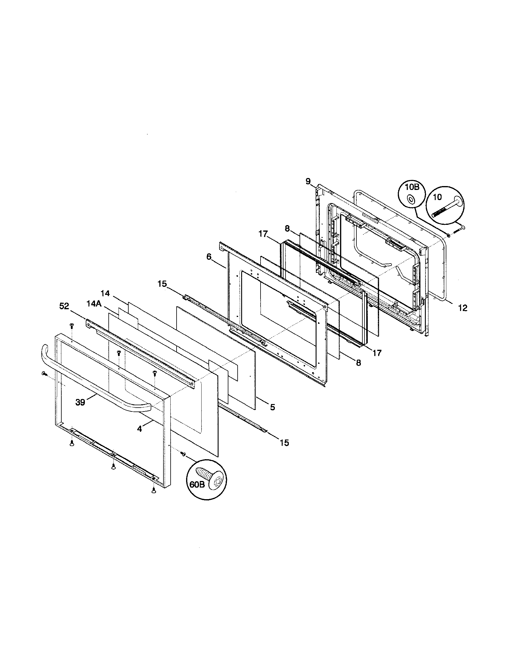 Frigidaire FEF376CJBA door diagram
