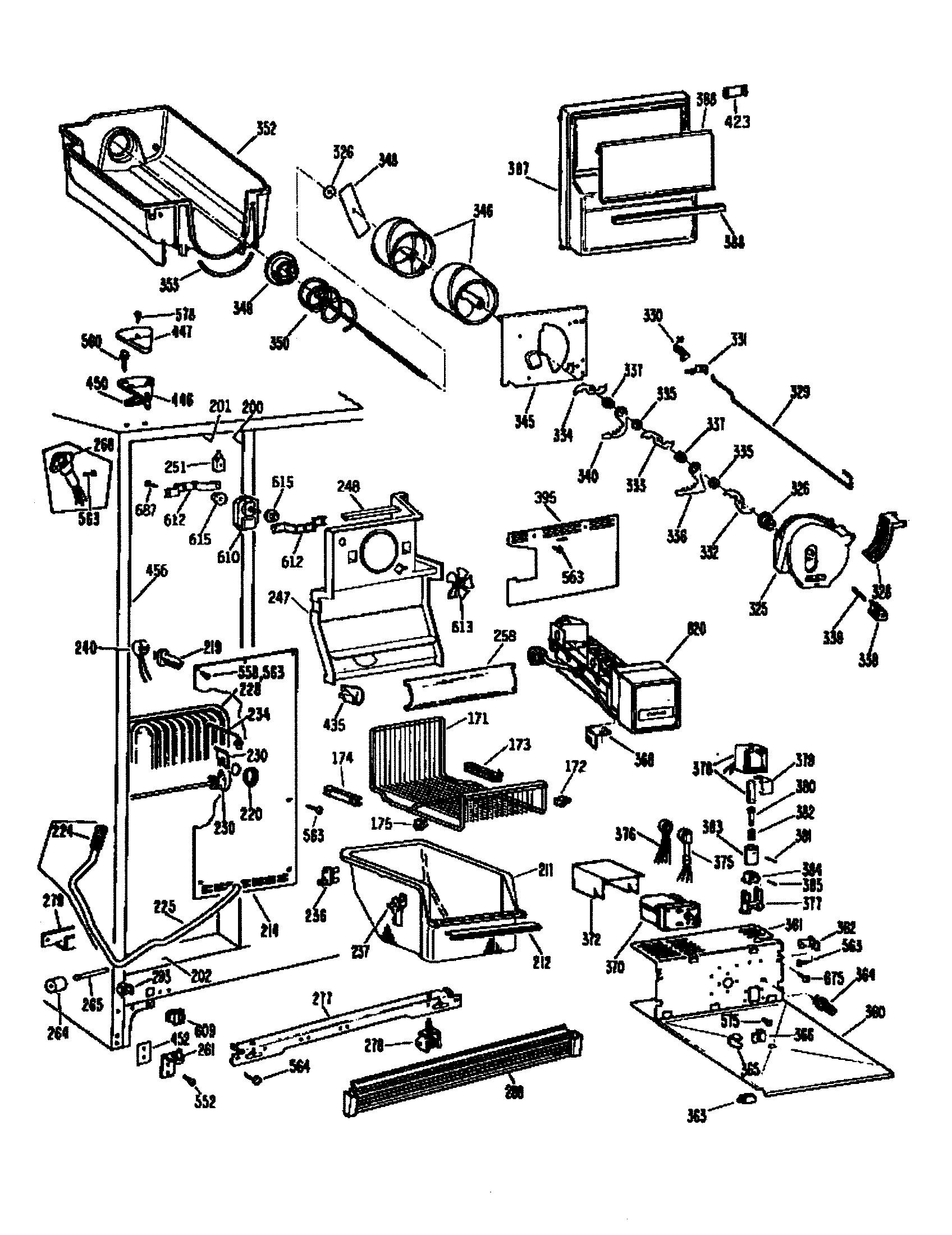 GE TFXW27FRAWH freezer section diagram