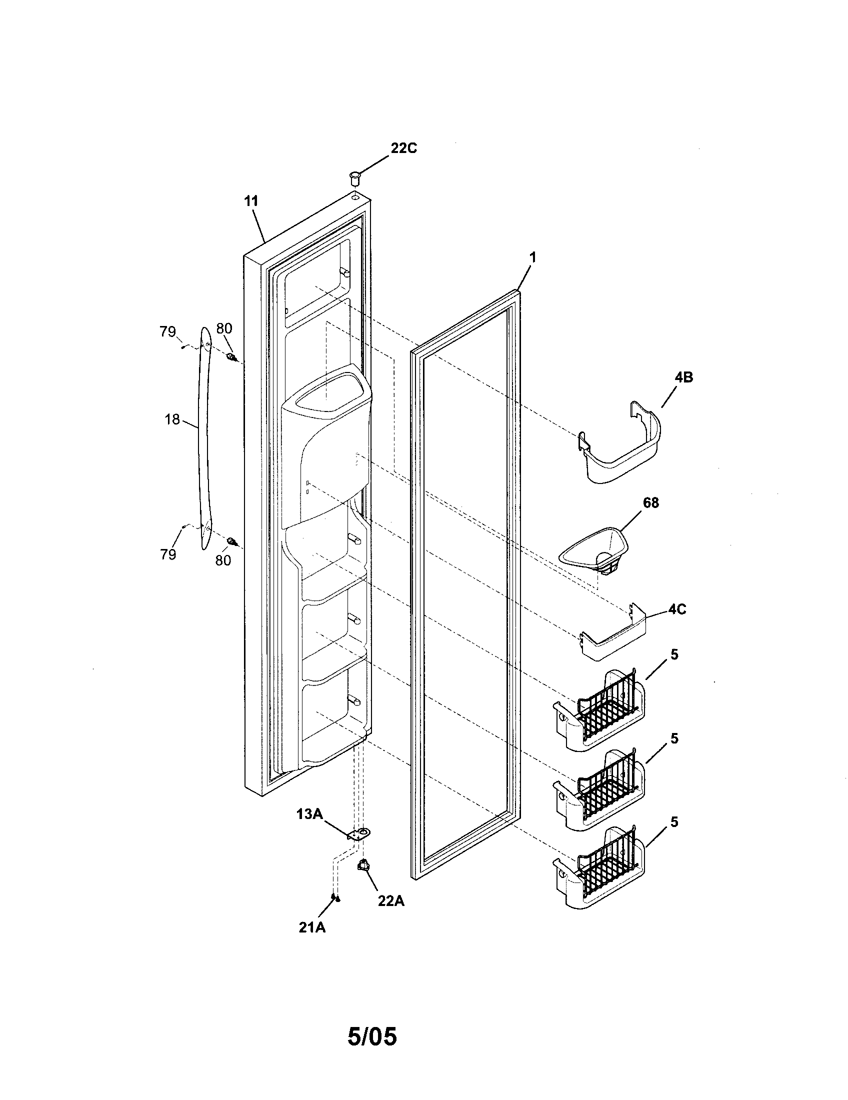 Frigidaire PLHS39EESS1 freezer door diagram