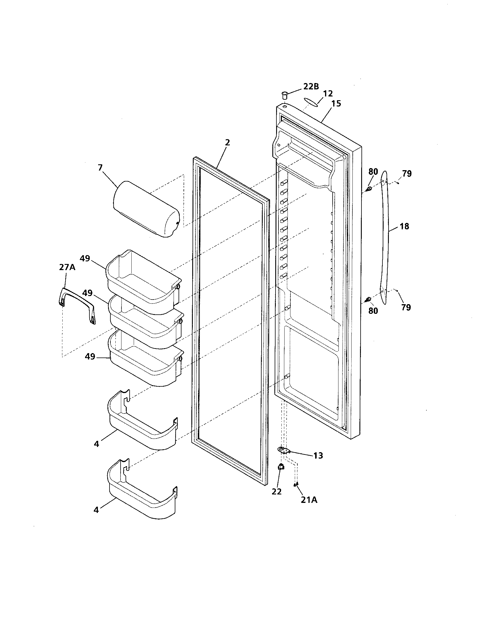 Frigidaire PLHS39EESS1 refrigerator door diagram