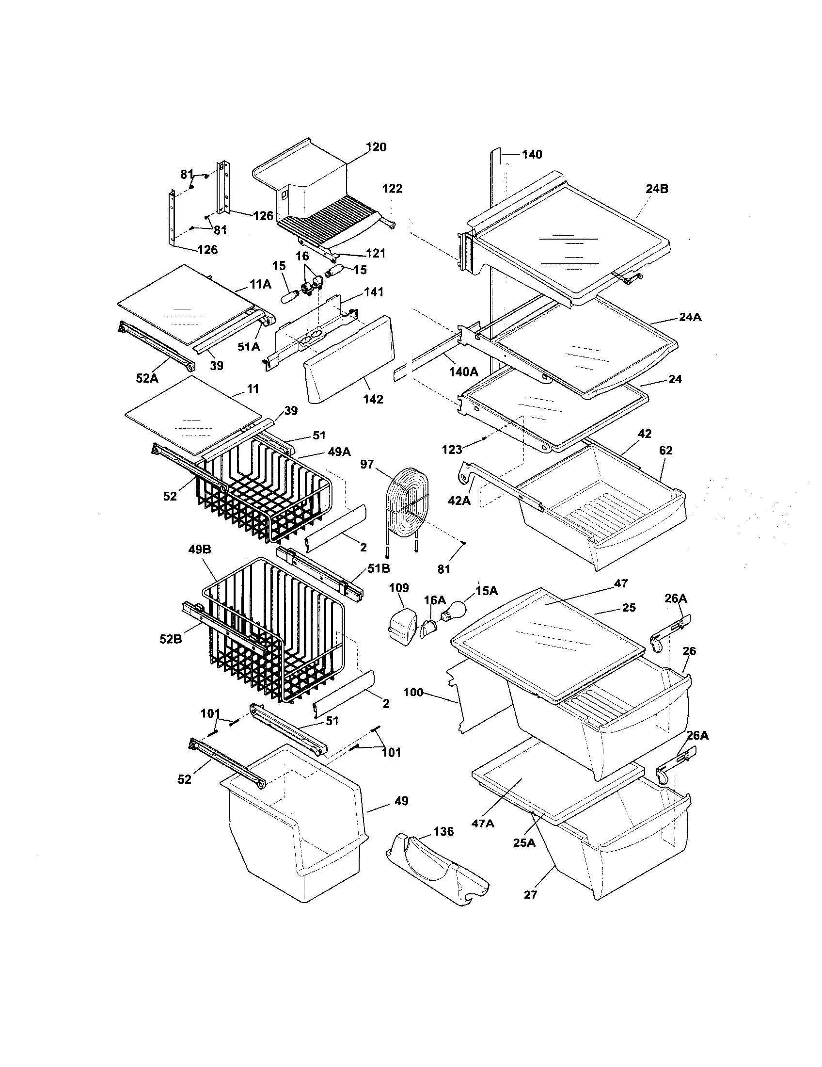 Frigidaire PLHS39EESS1 shelves diagram
