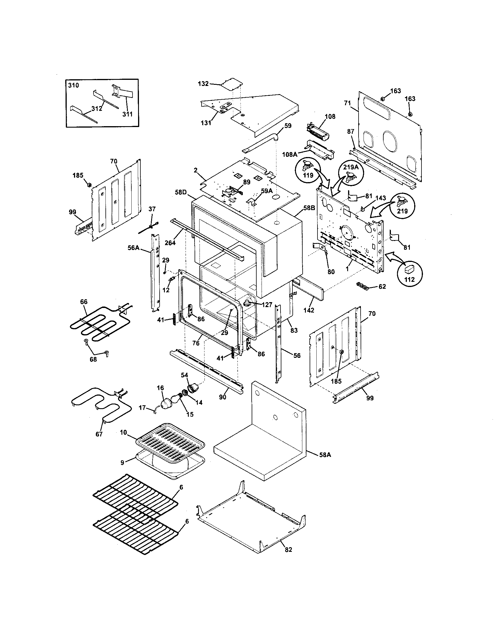 Frigidaire FEB30S5DBA body assembly diagram