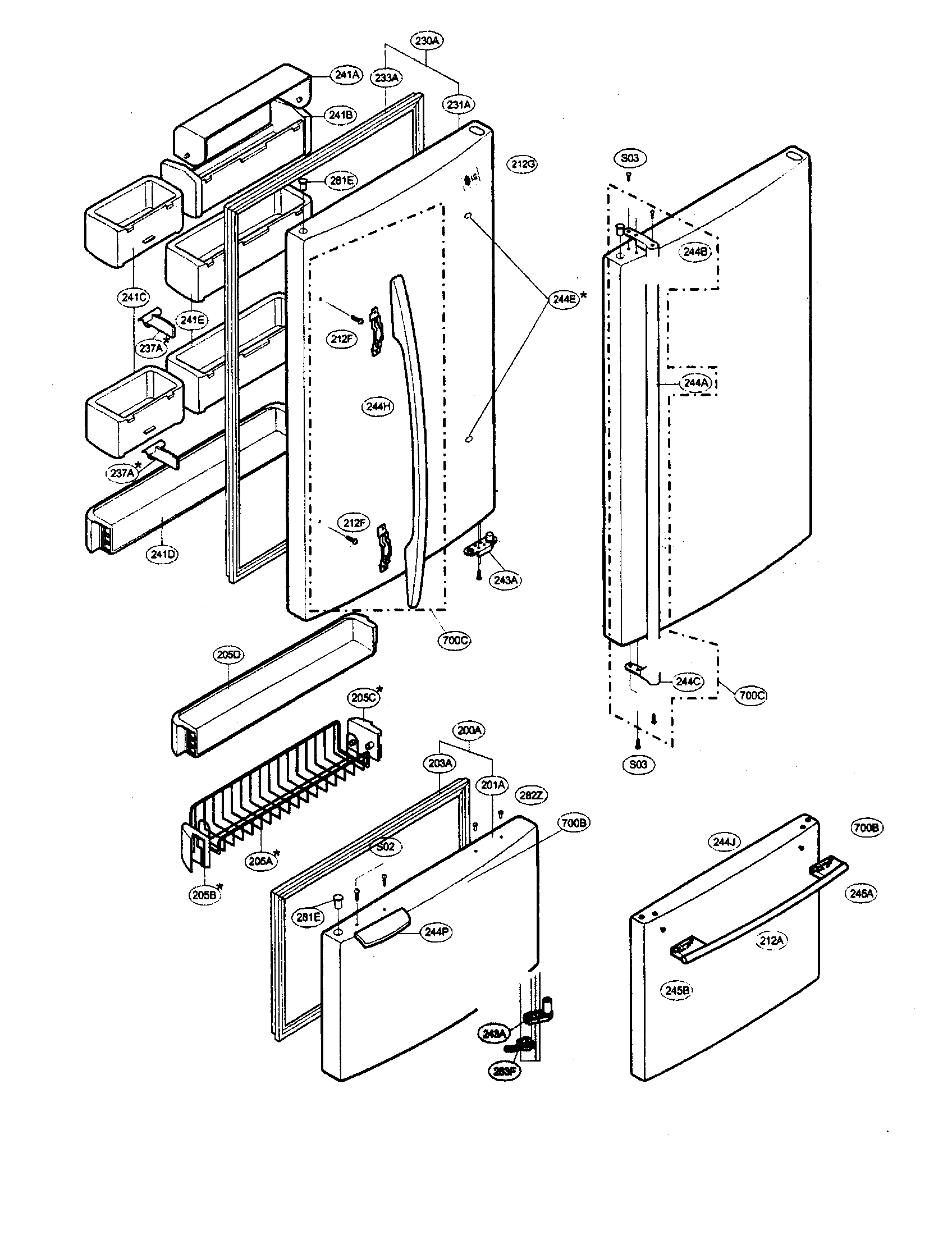 LG LRBN22514WW door assembly diagram