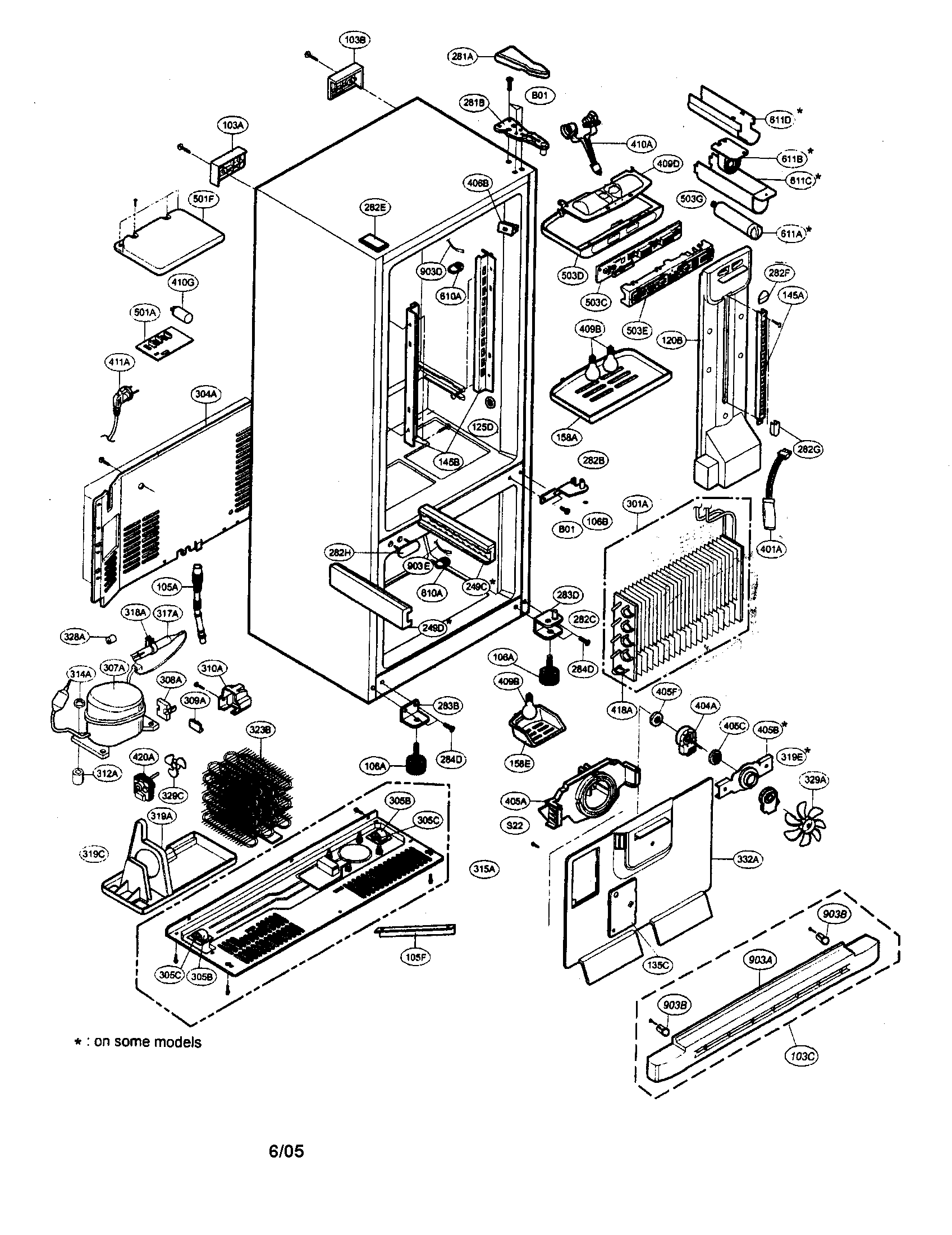 LG LRBN22514SB cabinet assembly diagram