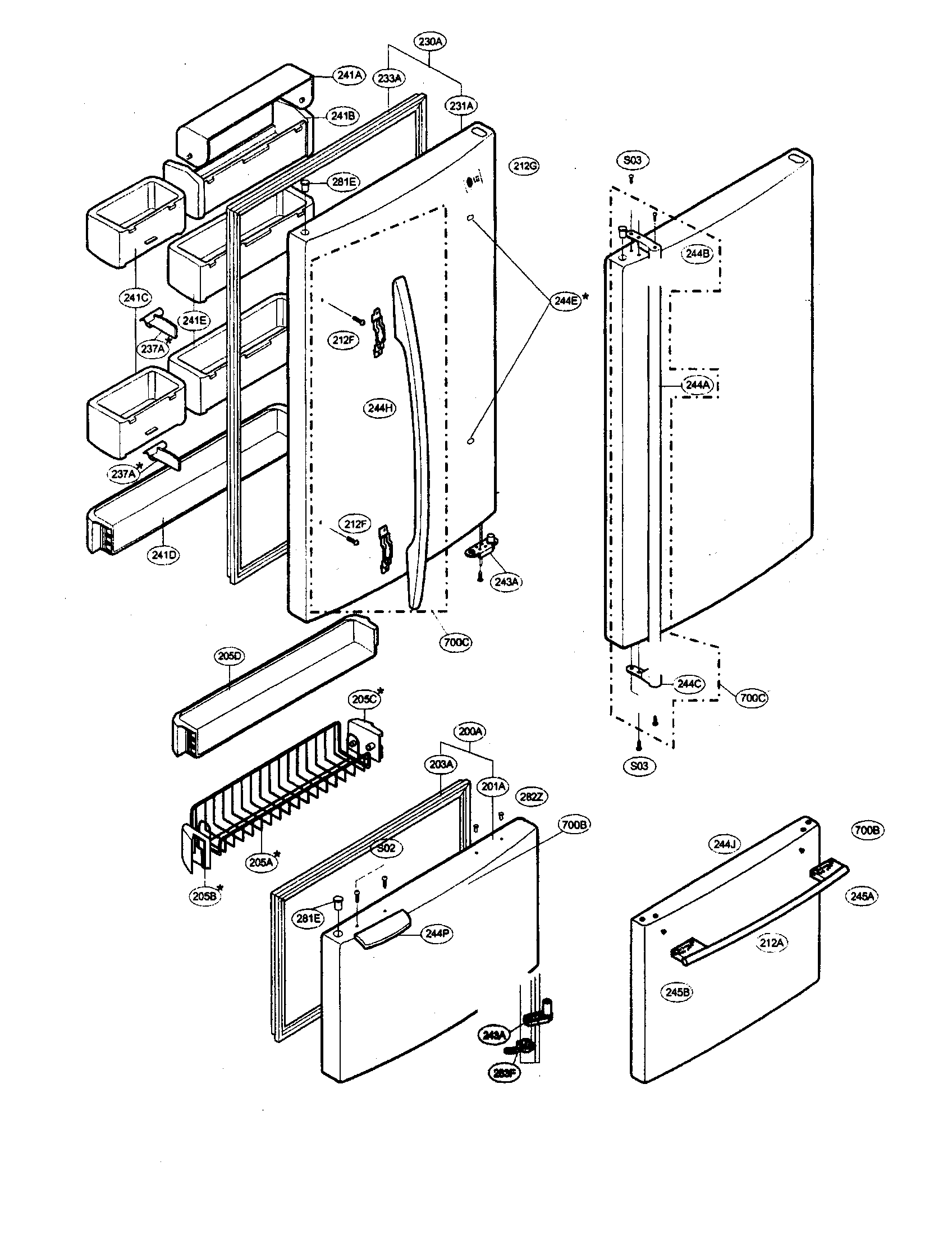 LG LRBN22514SB door assembly diagram
