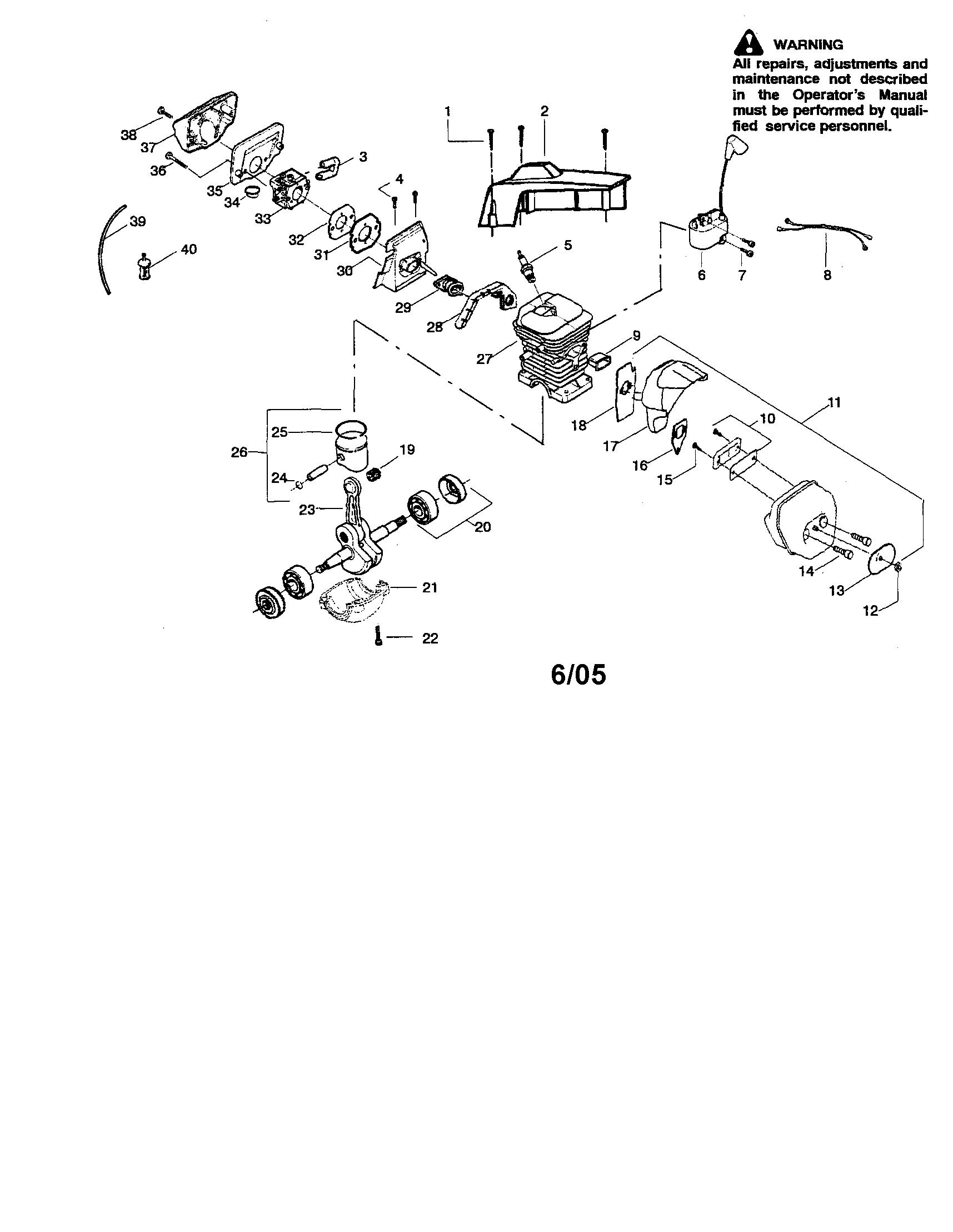 Craftsman 358350202 cylinder/shield/crankshaft diagram