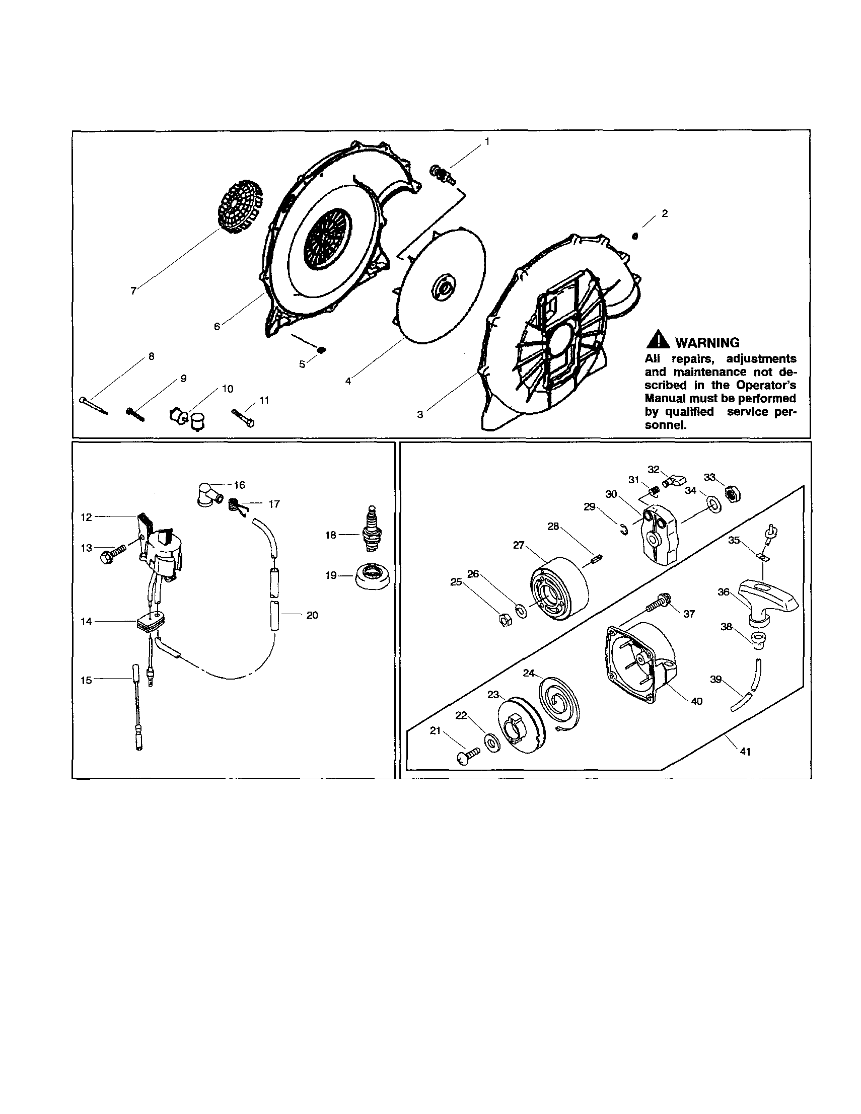 Poulan BP402 fan cover/starter recoil diagram