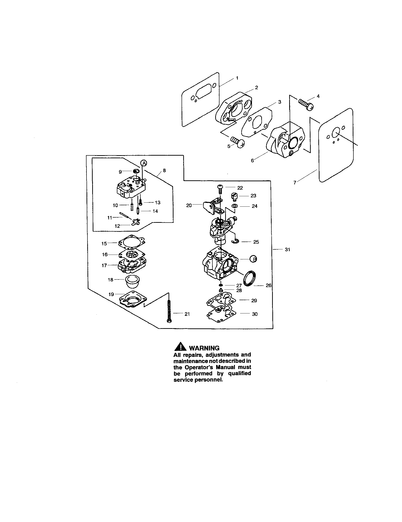 Poulan BP402 carburetor assembly diagram