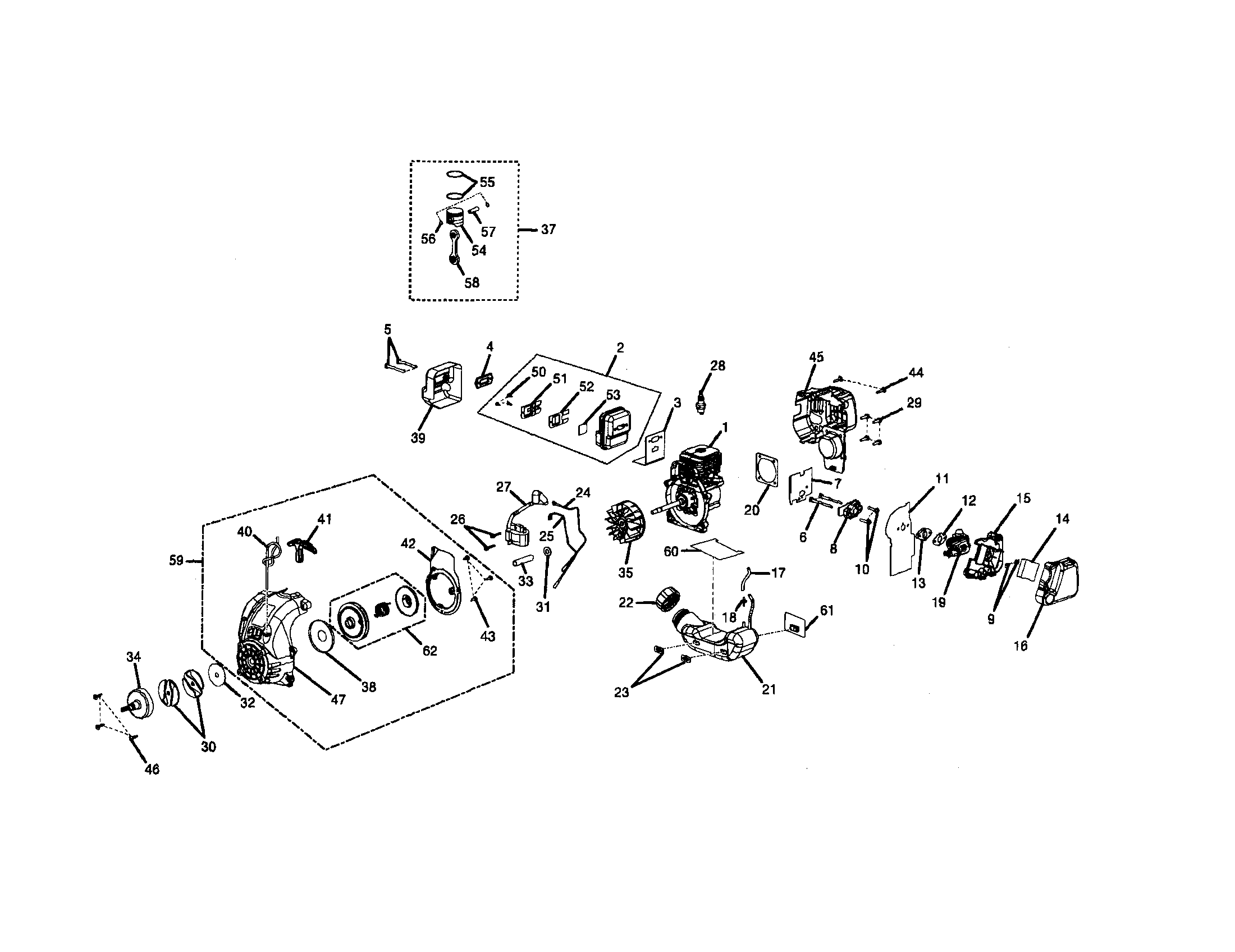 Ryobi RY30002A ignition/carburetor/muffler diagram