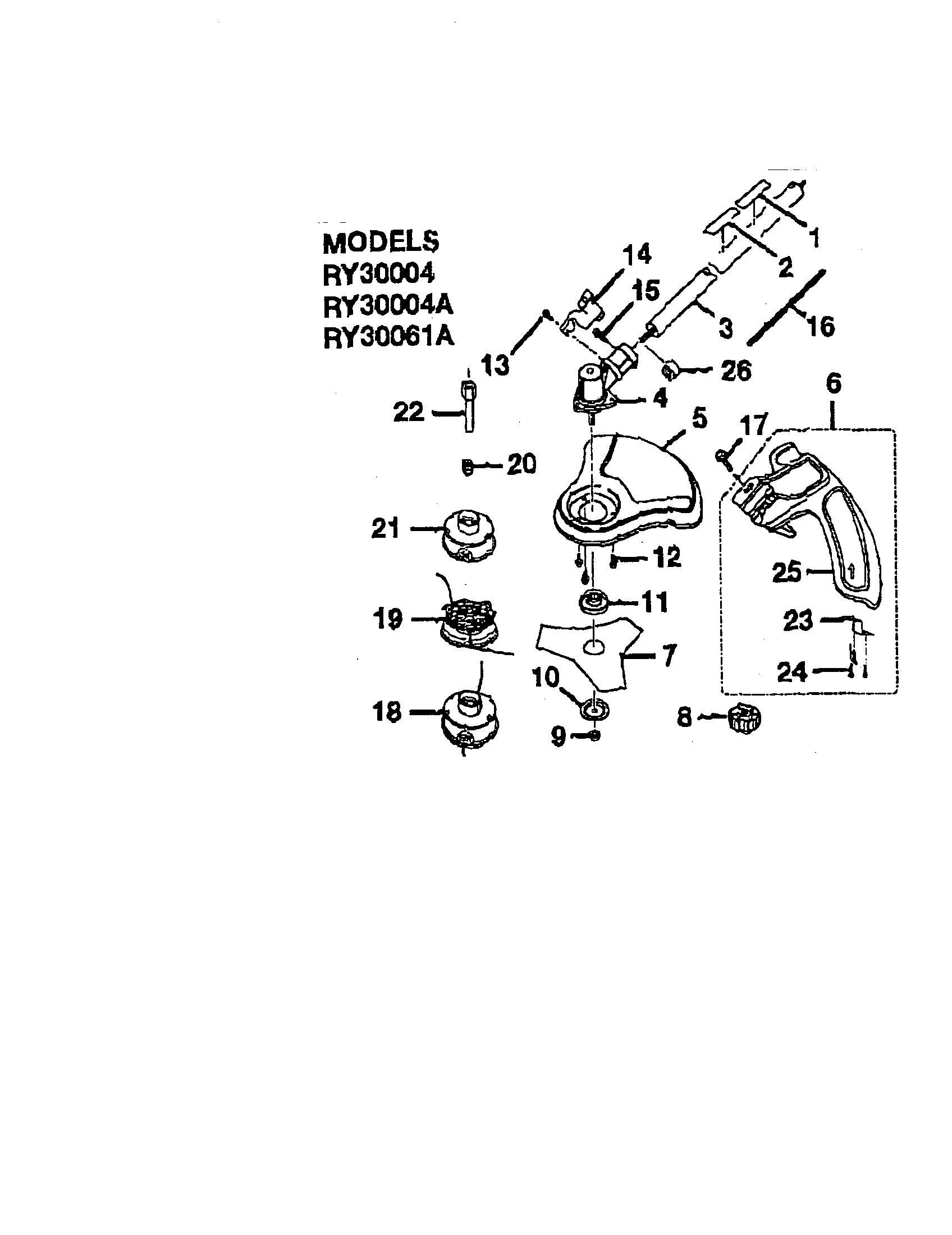 Ryobi RY30002A straight shaft assembly diagram