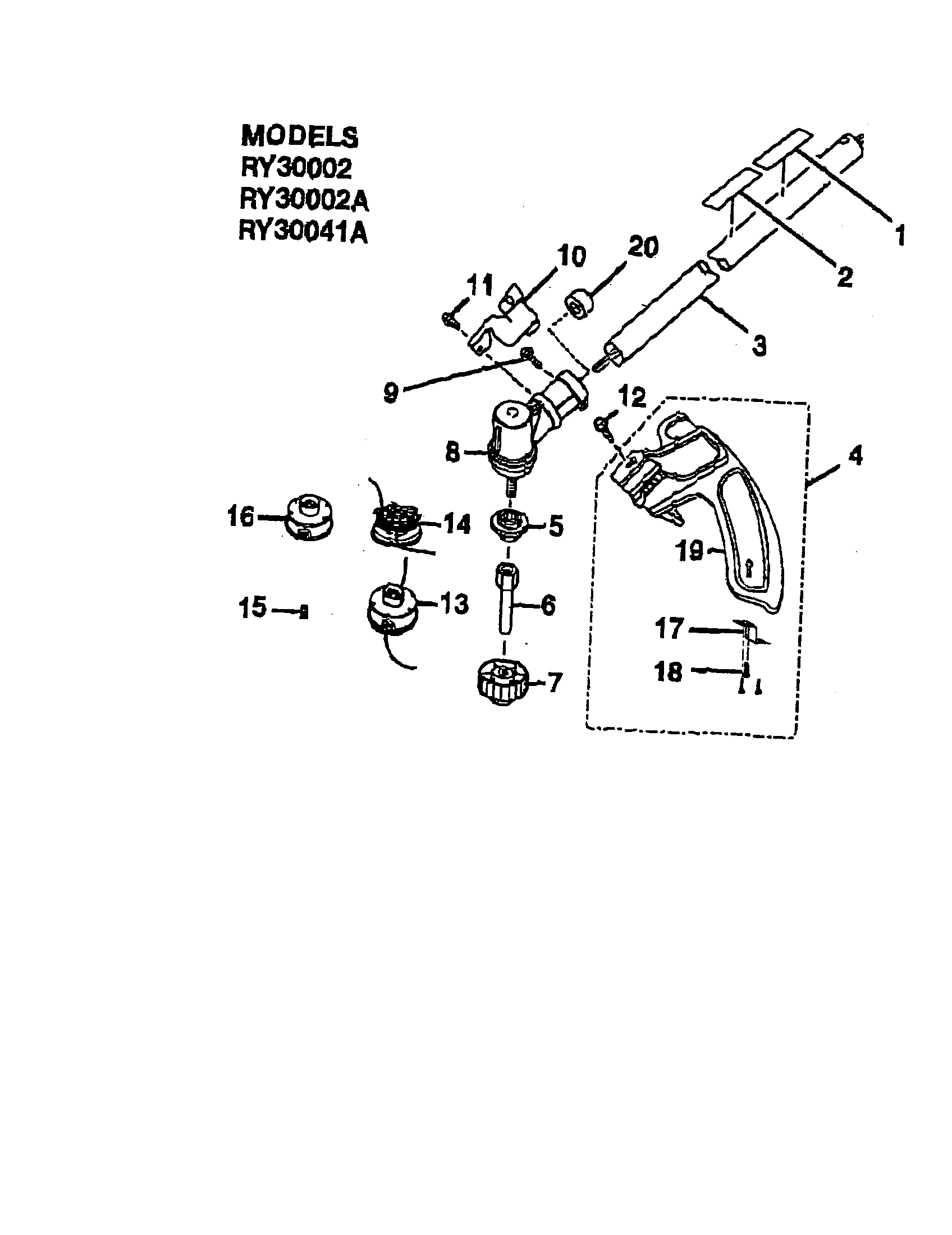 Ryobi RY30002A straight shaft assembly diagram