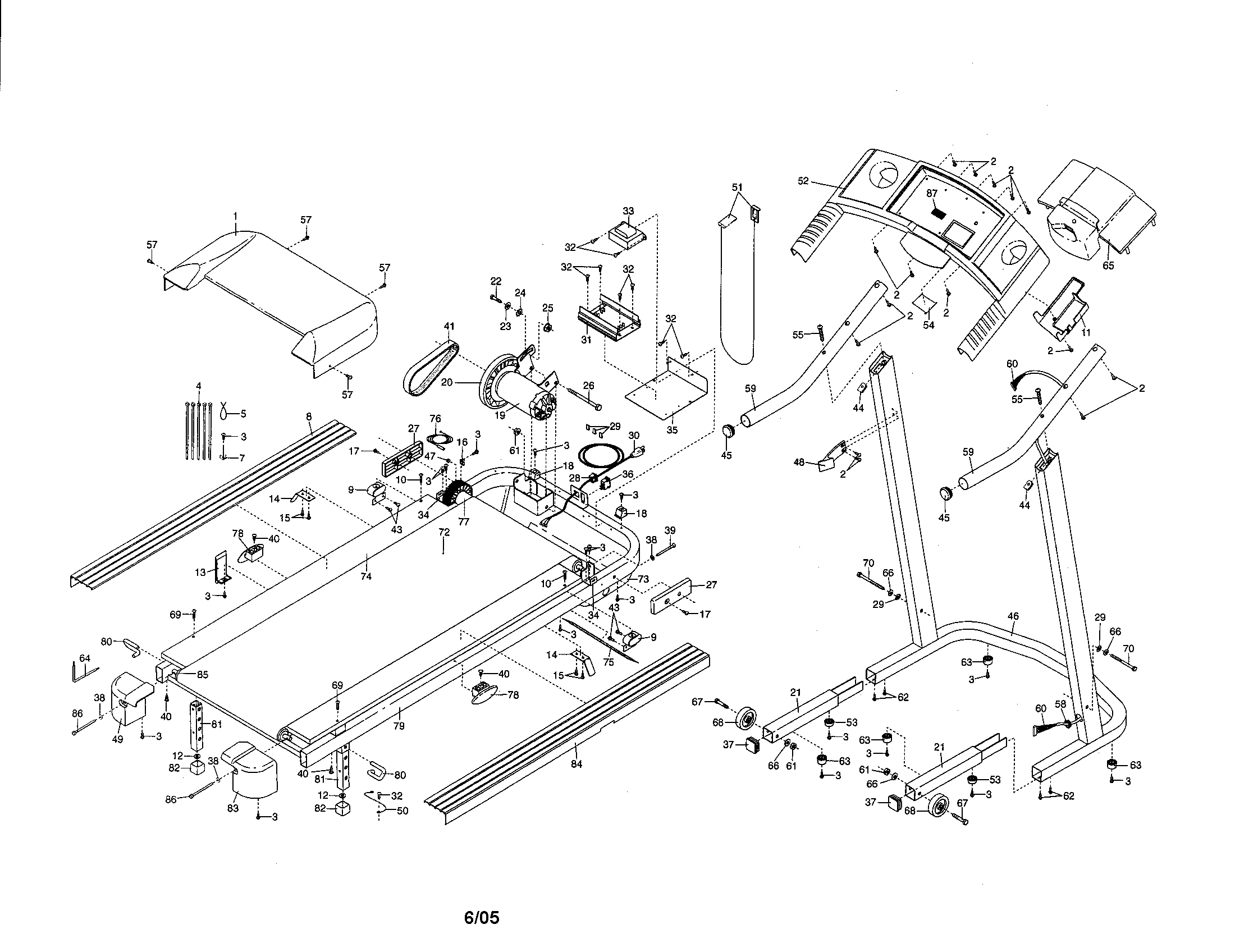 Weslo 831295220 treadmill assembly diagram