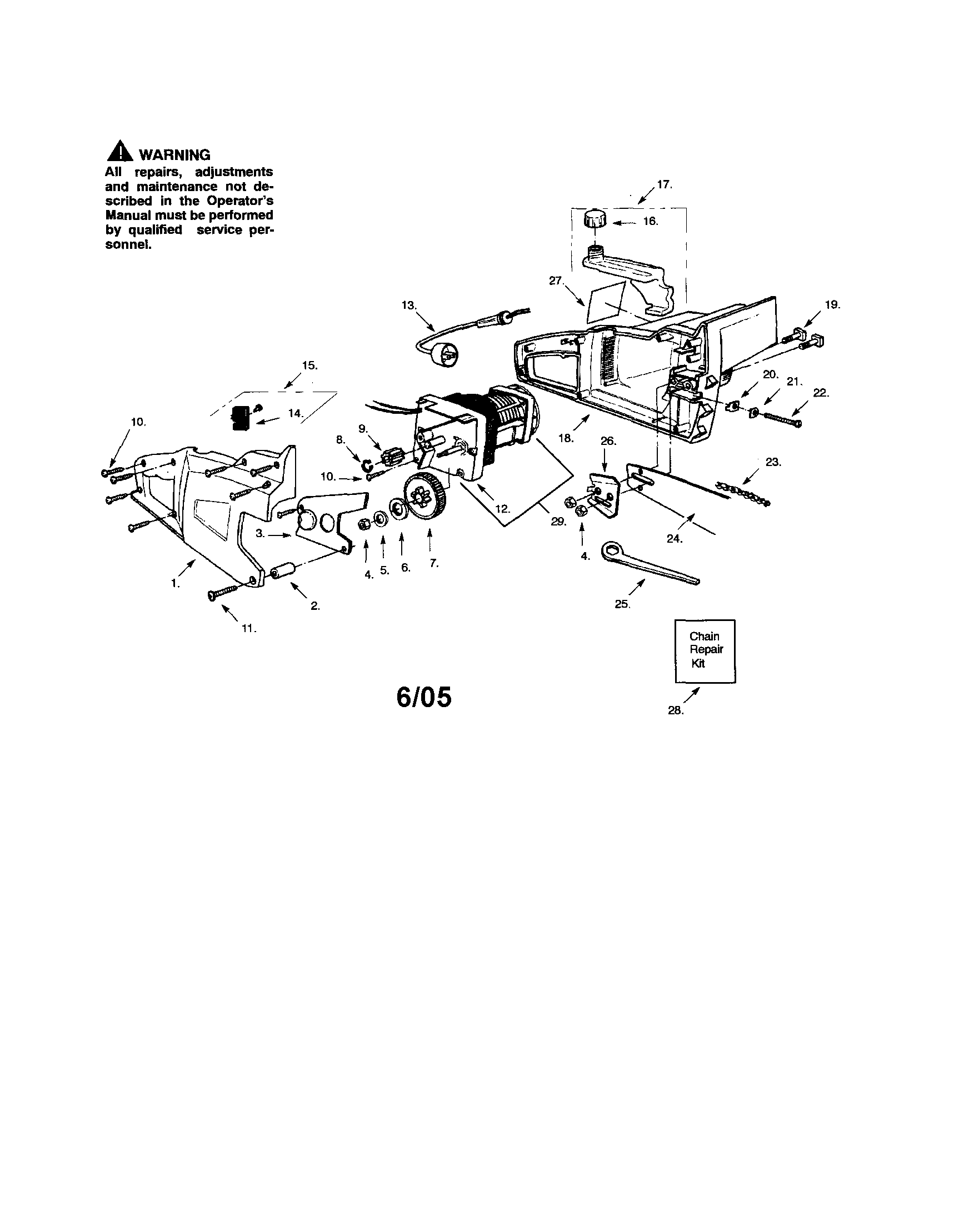 Poulan EL-14 electric chainsaw diagram