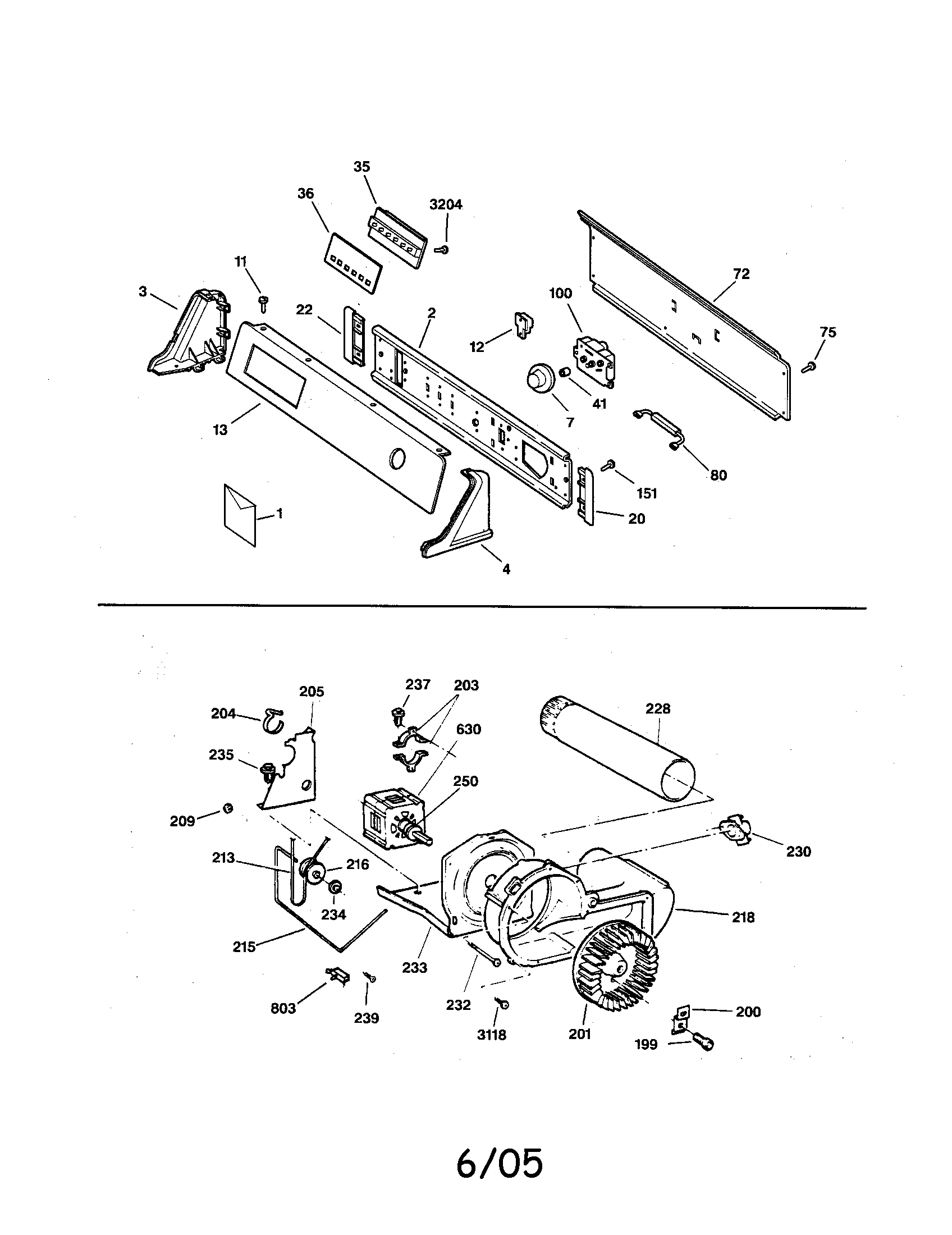 GE DPXQ473ET6WW backsplash/blower/motor diagram