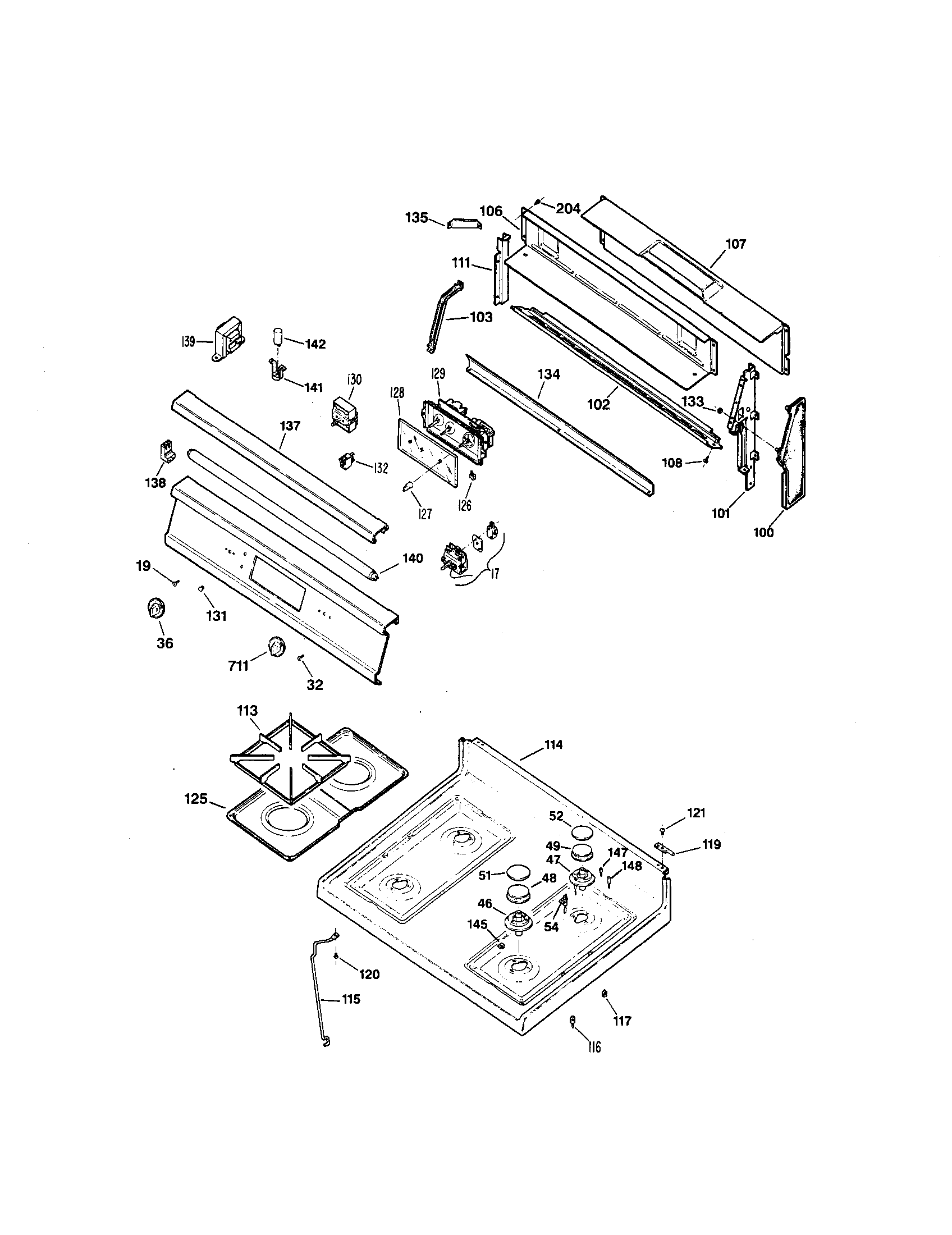 Kenmore 3627593990 cover/range top/pan unit diagram