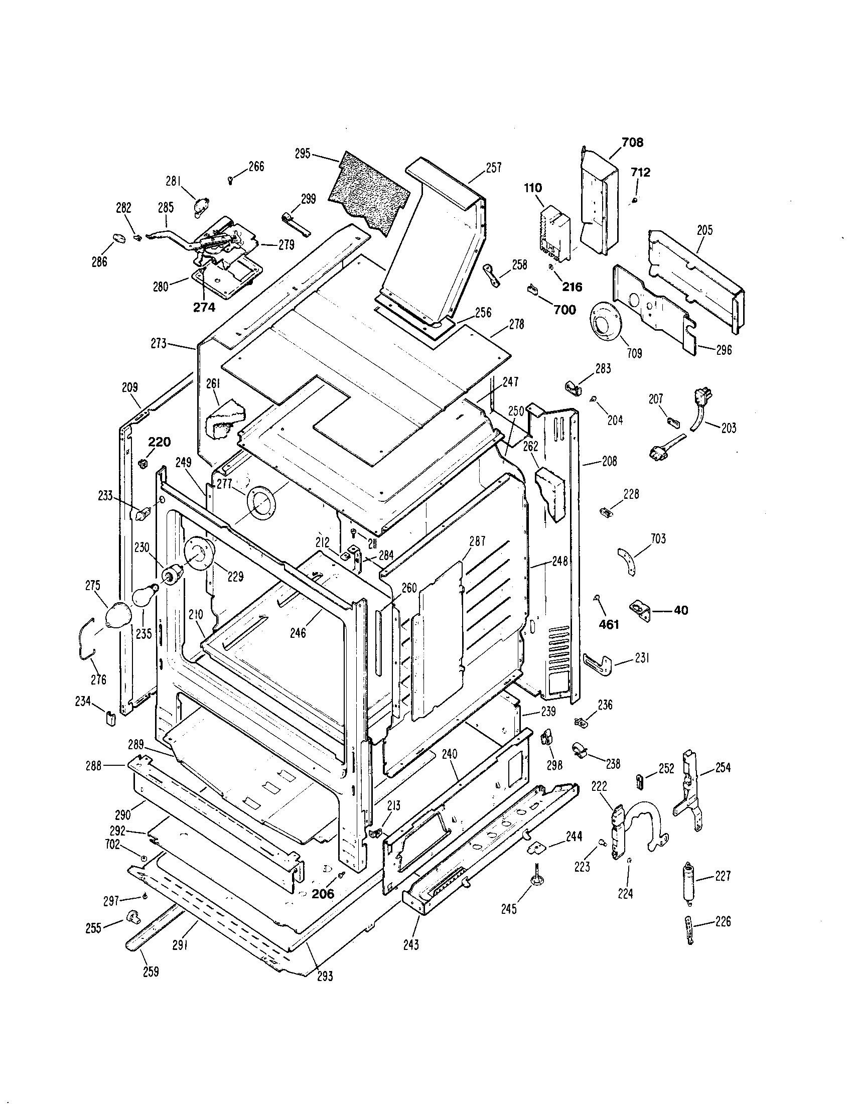 Kenmore 3627593990 panels/backcover/oven top diagram
