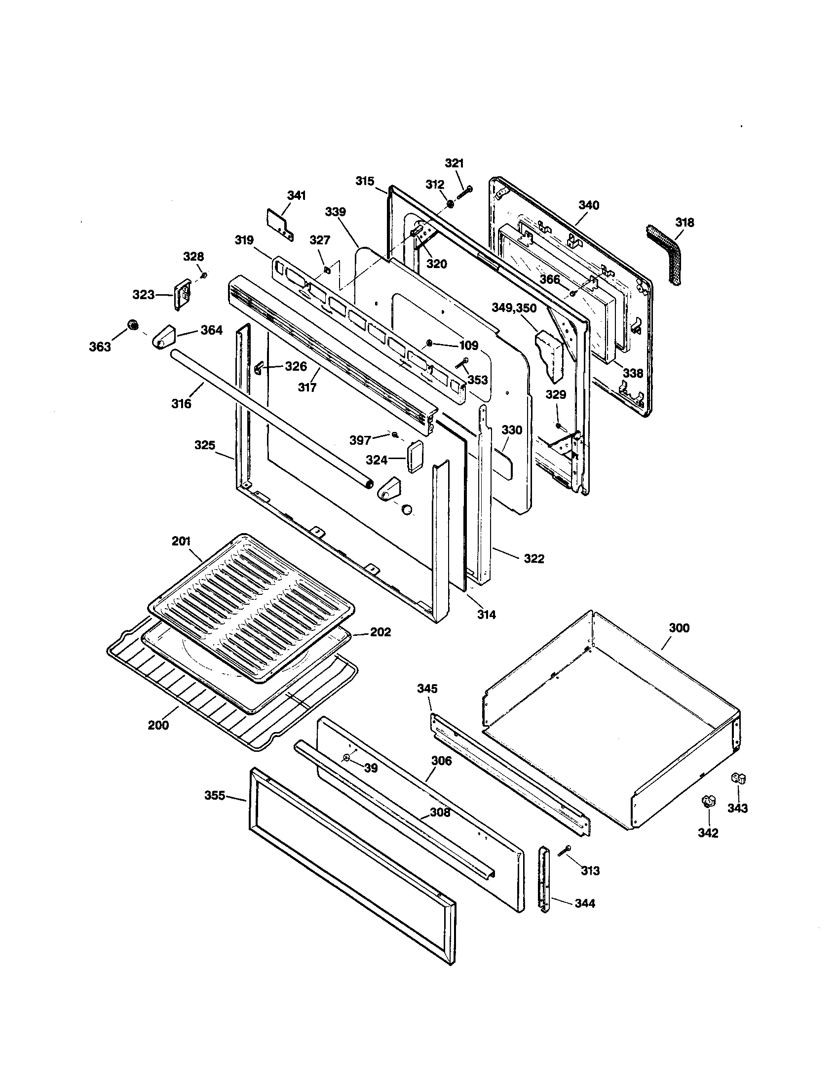 Kenmore 3627593990 door and drawer diagram