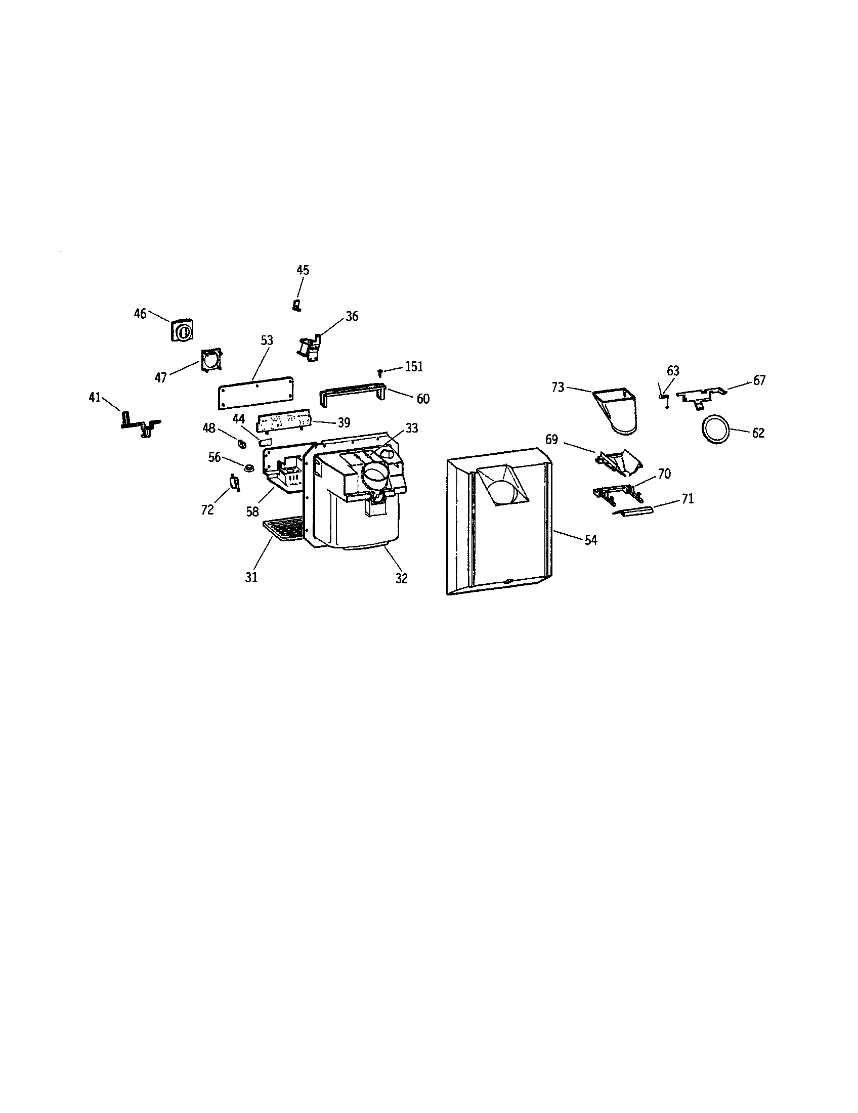 Kenmore 3639562624 dispenser assembly diagram