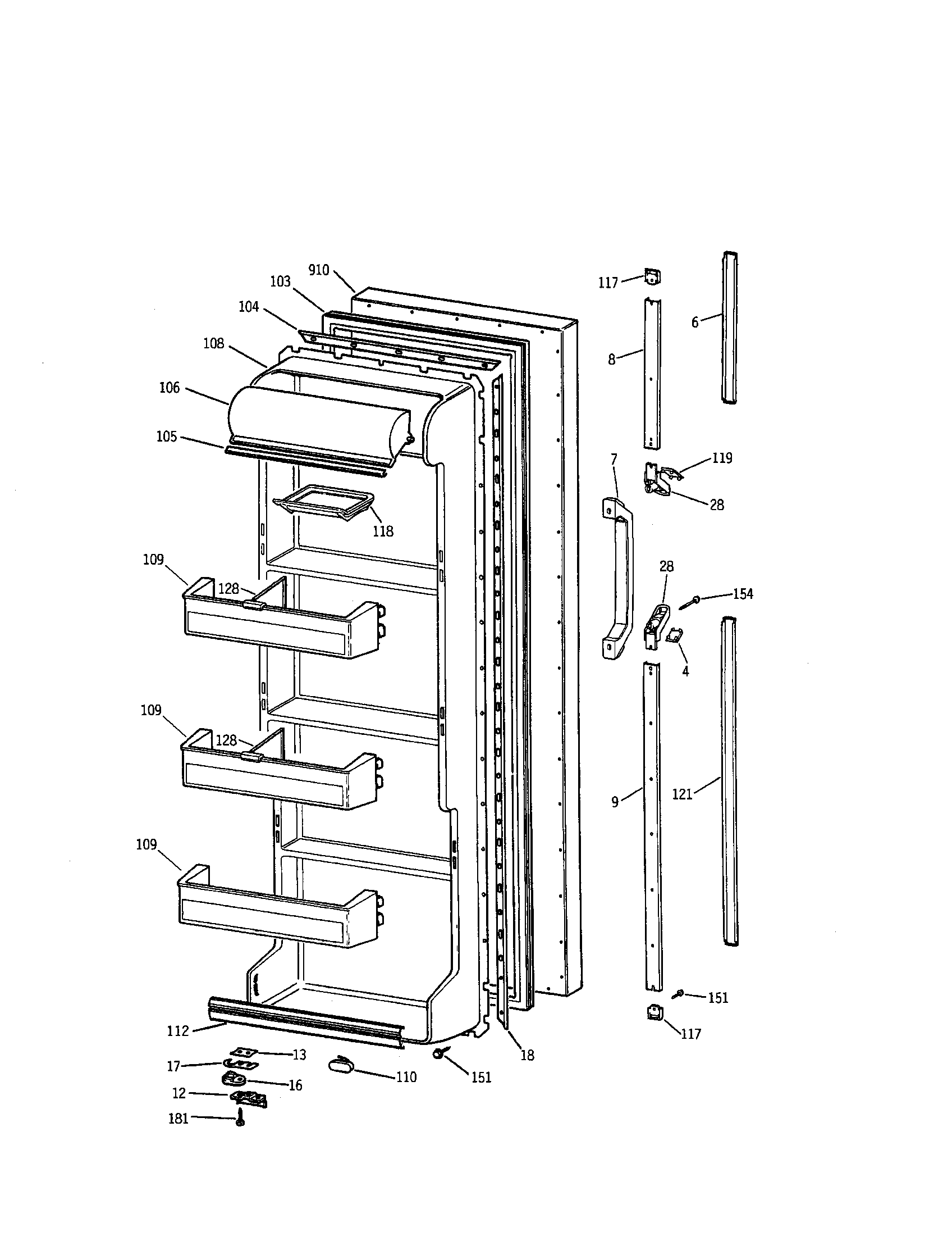Kenmore 3639562624 fresh foor door diagram