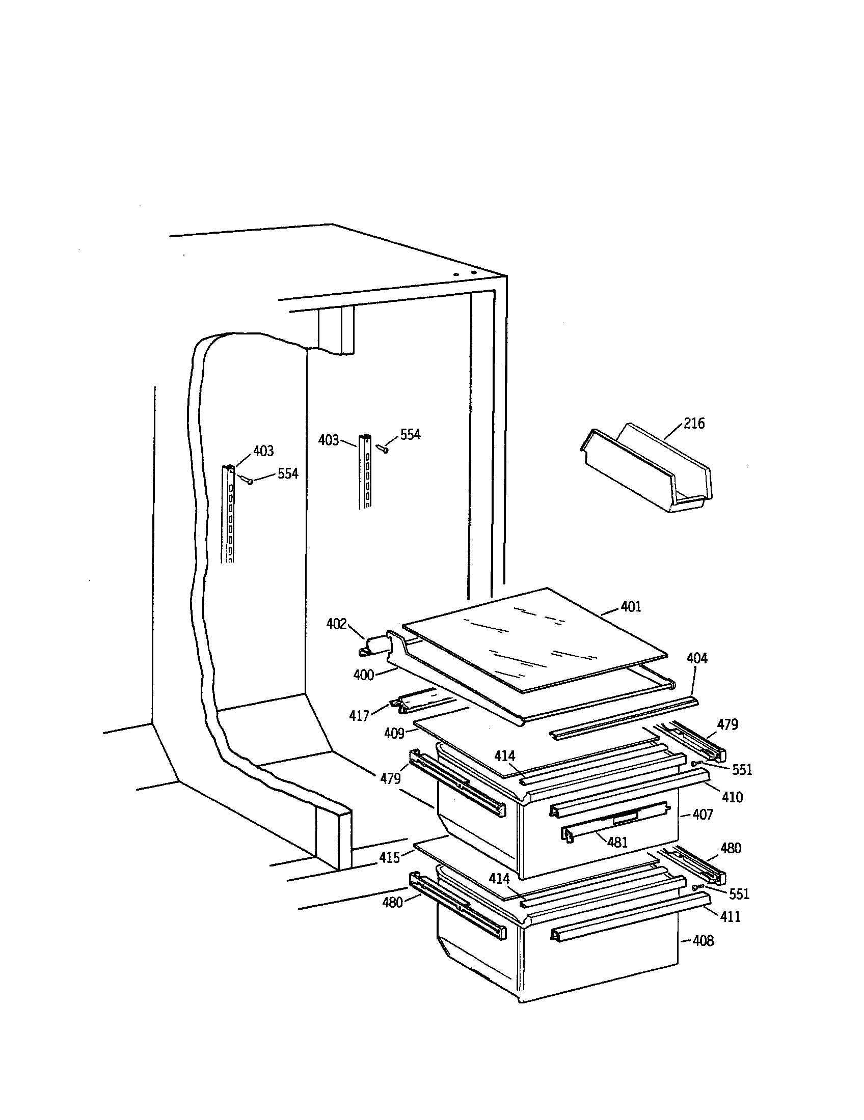Kenmore 3639562624 fresh food section diagram