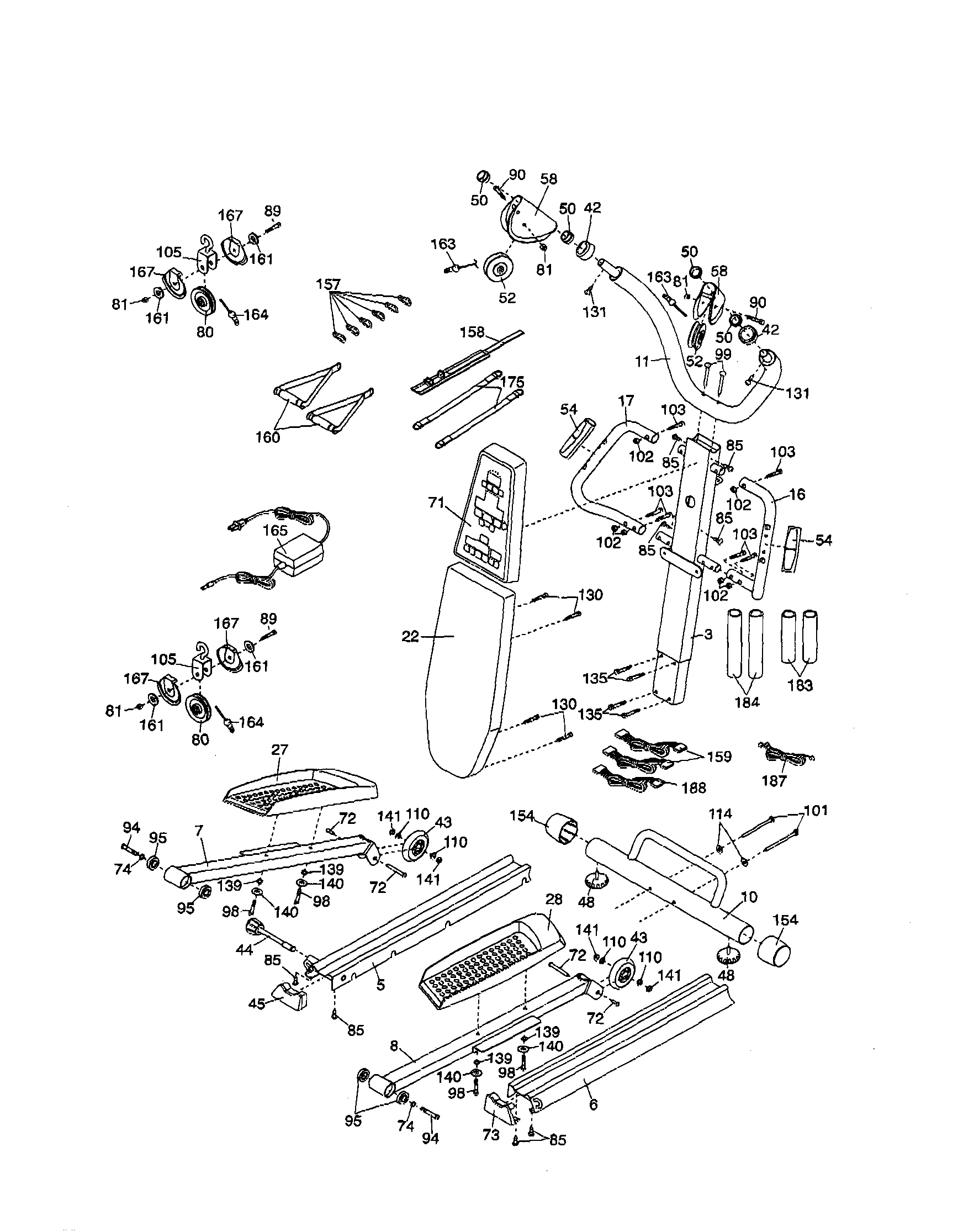 Proform 831159951 pedals/top arm/rails diagram