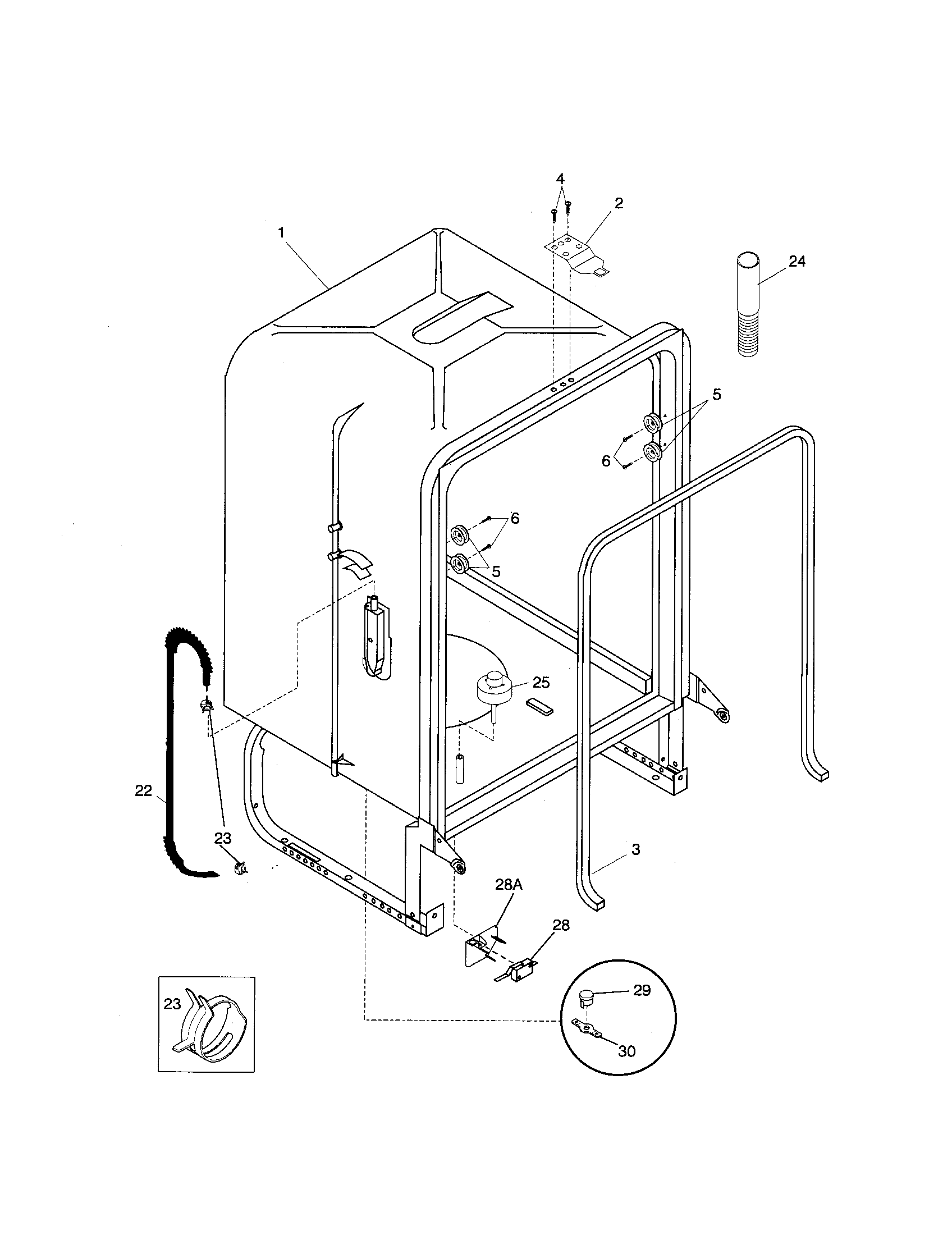Frigidaire FDB641RAB0 tub diagram