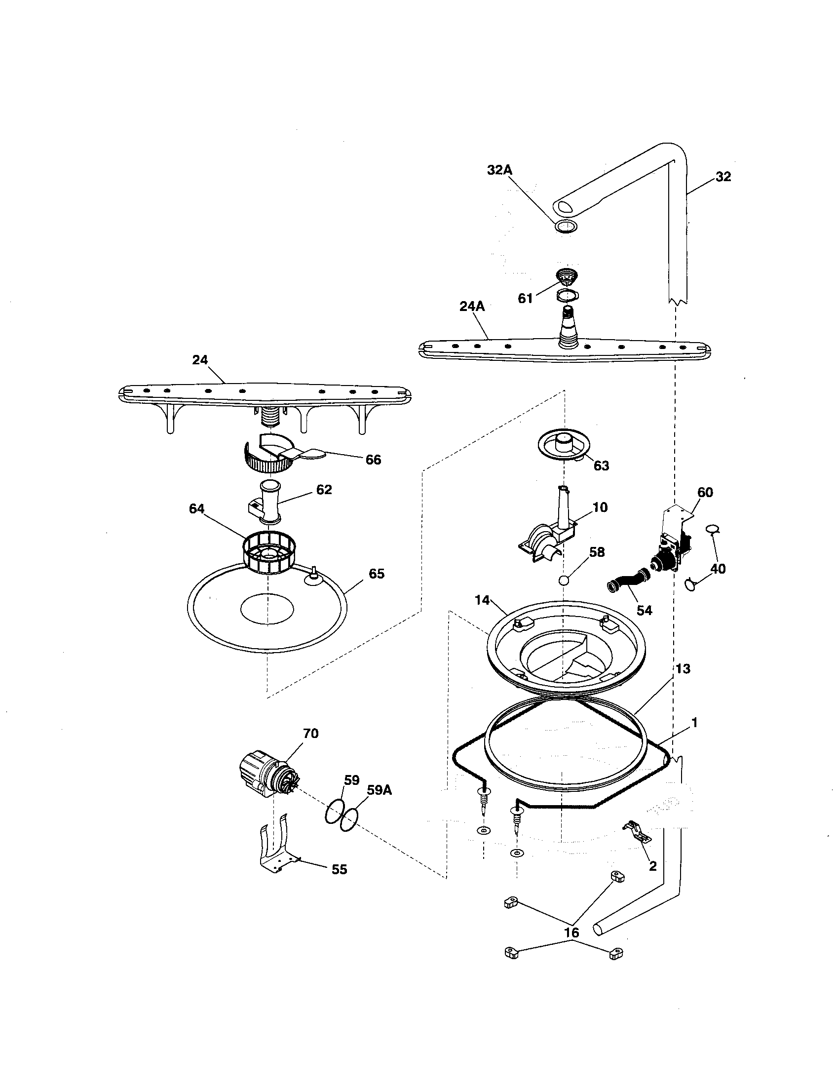 Frigidaire FDB641RAB0 motor and pump diagram