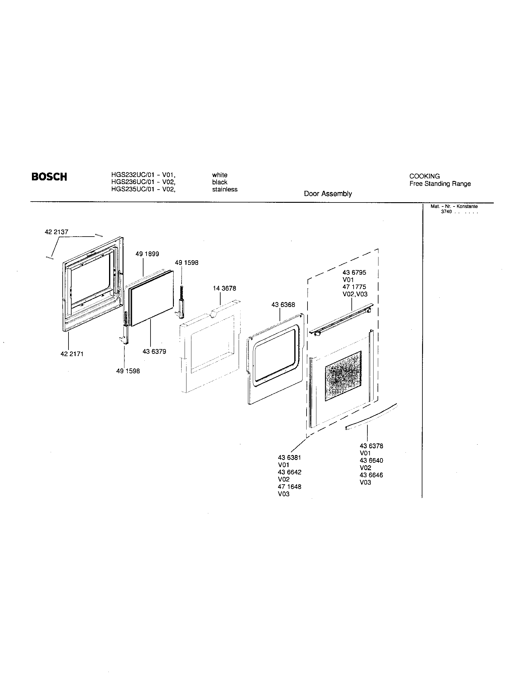 Bosch HGS235UC/01 door assembly diagram
